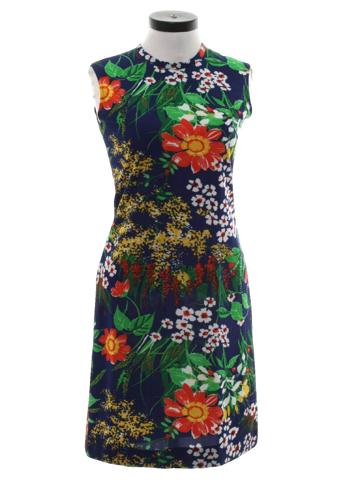 1970's Vintage Fritzi Dress: 70s -Fritzi- Womens navy multi-color ...