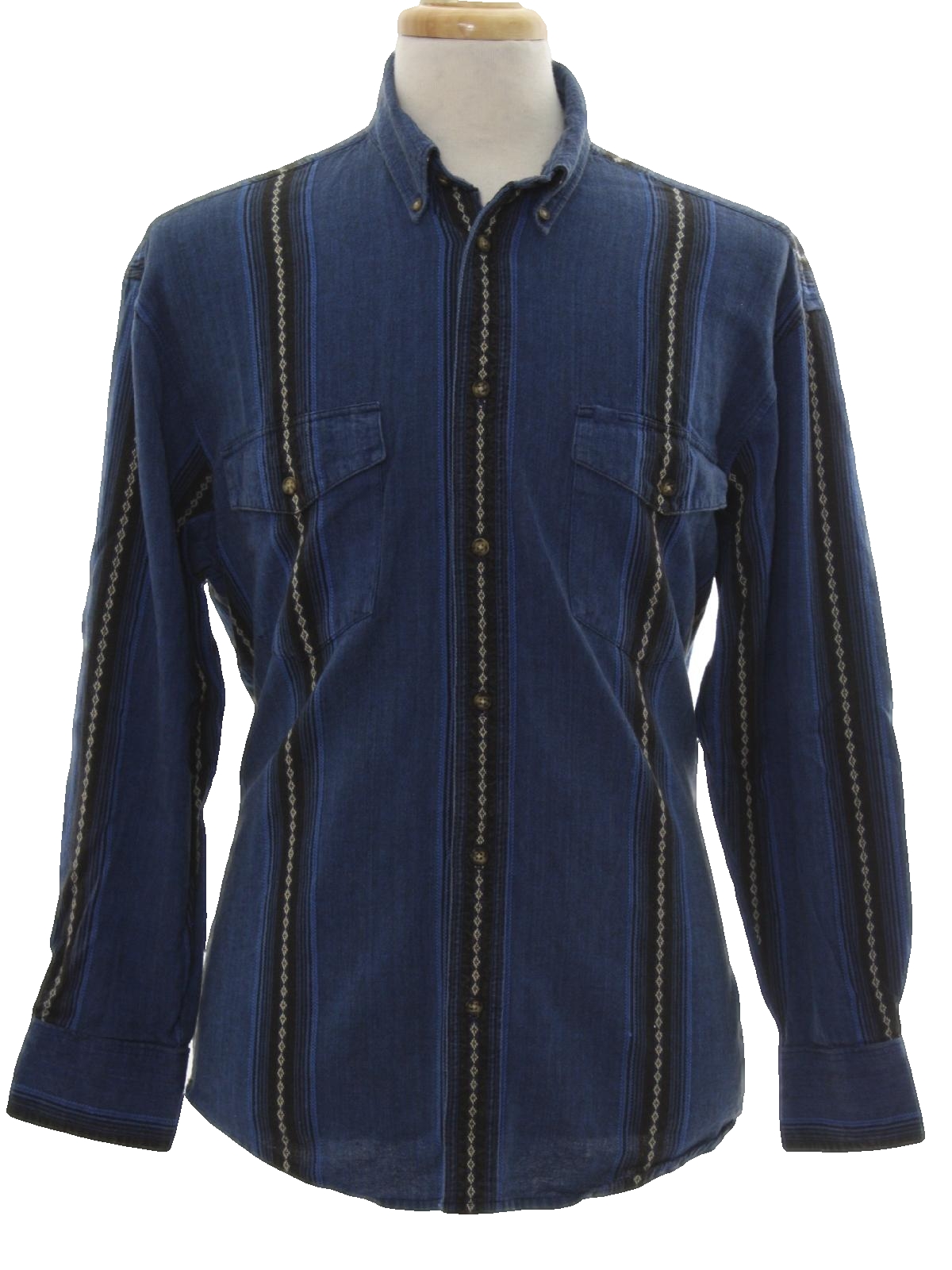 Wrangler Nineties Vintage Western Shirt: 90s -Wrangler- Mens Blue ...