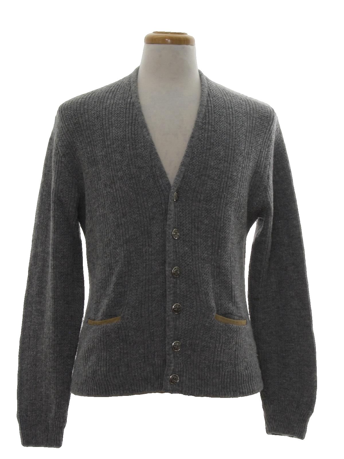 Retro Seventies Caridgan Sweater: 70s -Puritan- Mens heathered grey ...