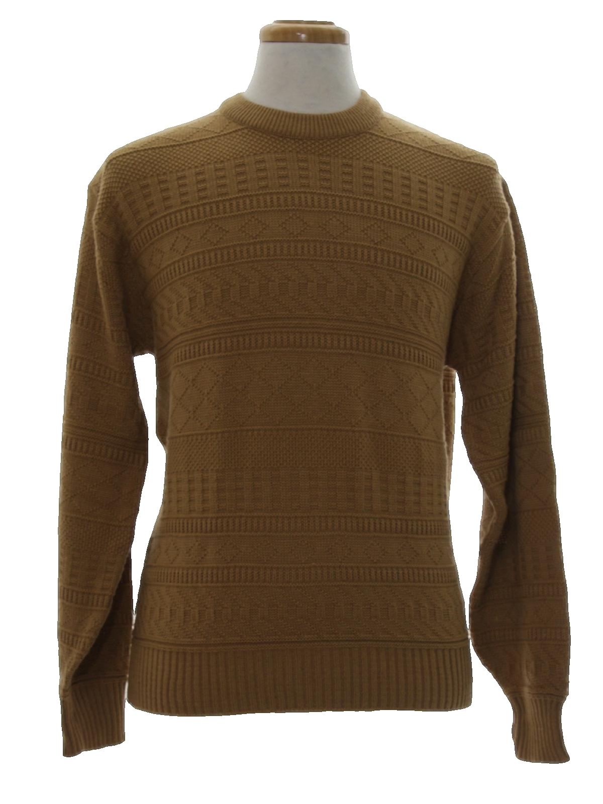 Vintage 1980's Sweater: 80s -Expressions- Mens camel colored background ...