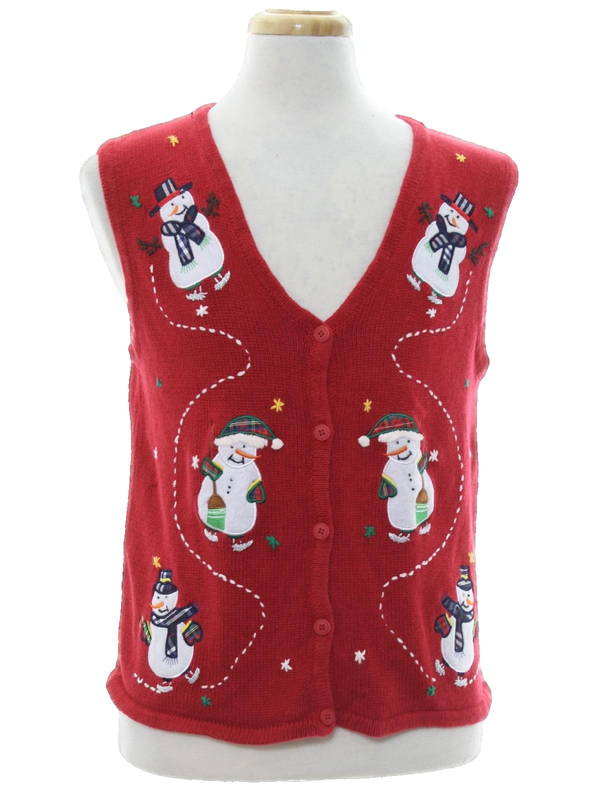 Ugly Christmas Sweater Vest: -Bobbie Brooks- Unisex red background ...