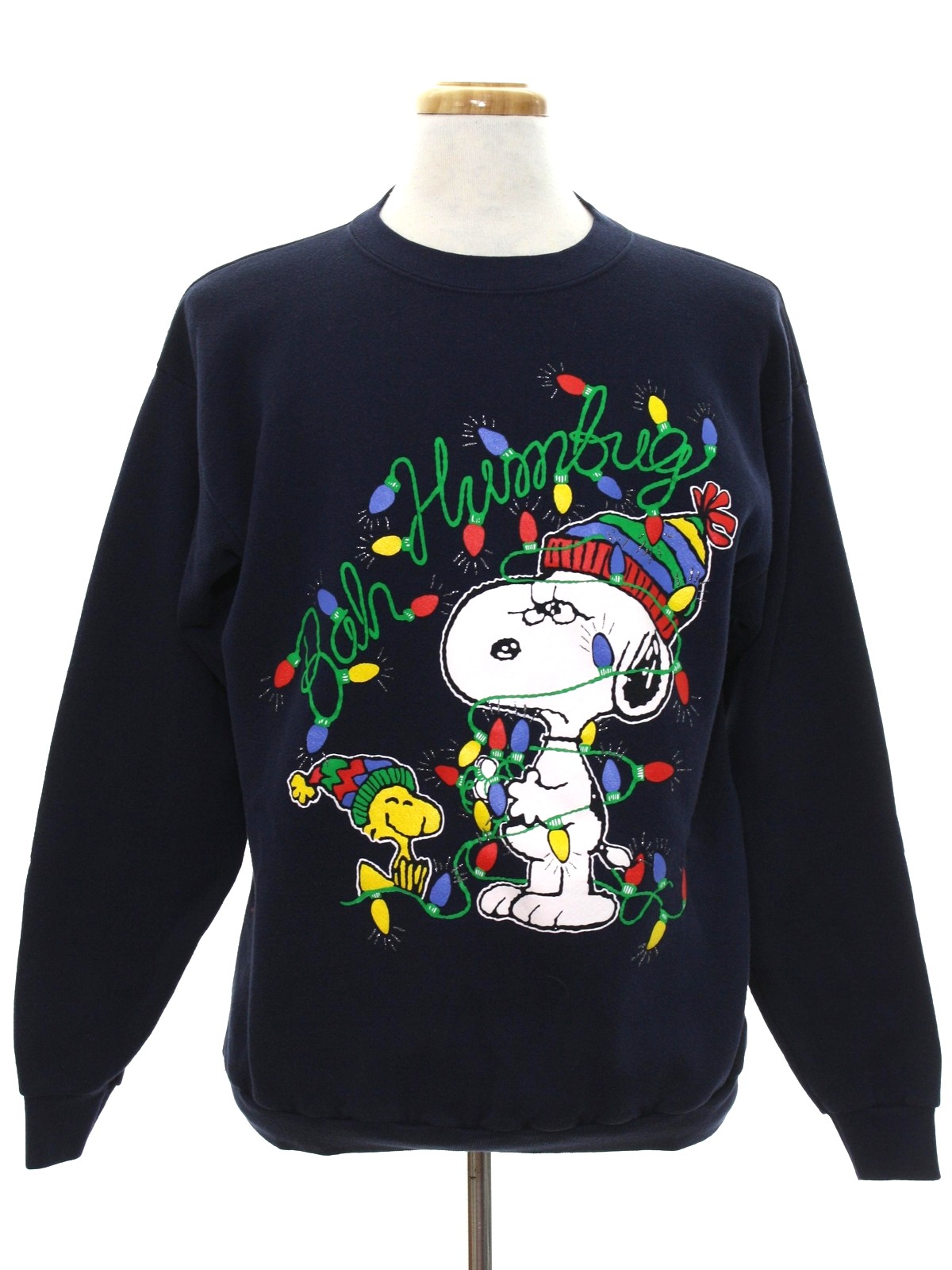 Snoopy Ugly Christmas Sweatshirt: -Fabric Label- Unisex navy blue ...