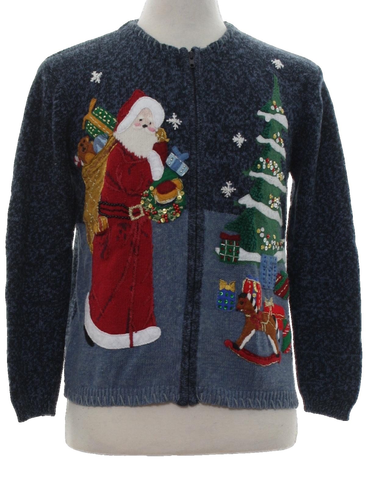 Ugly Christmas Sweater: -Tiara International- Unisex mottled dark blue