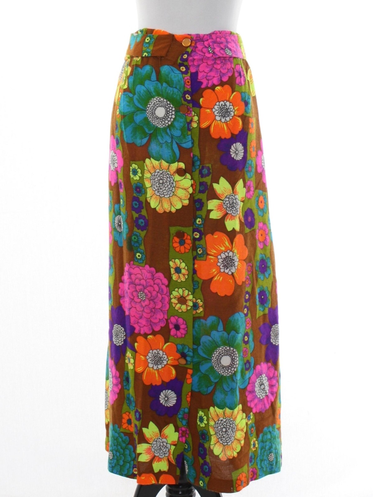1970s Vintage Hippie Skirt: 70s -care label- Womens dark tan background ...