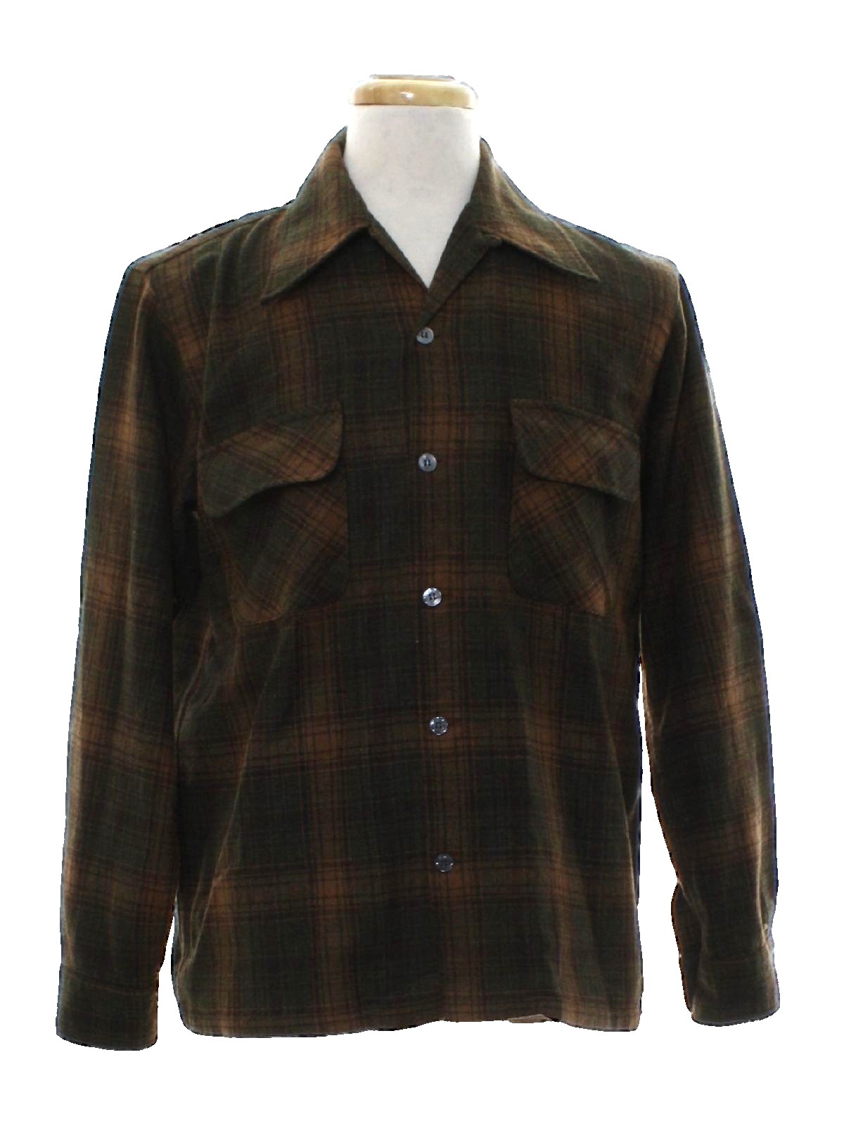 Vintage Golden Line 1950s Wool Shirt: 50s -Golden Line- Mens green