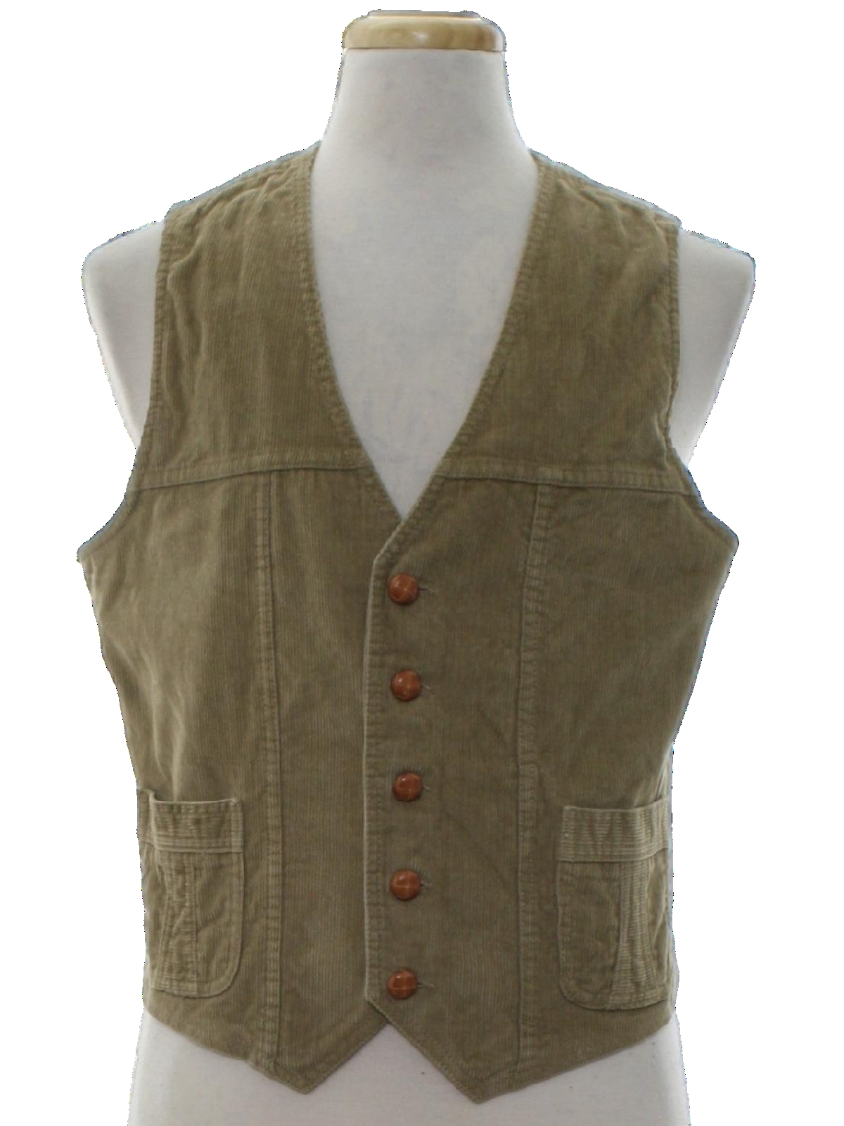1970's Retro Vest: 70s -no label- Mens taupe background cotton corduroy ...