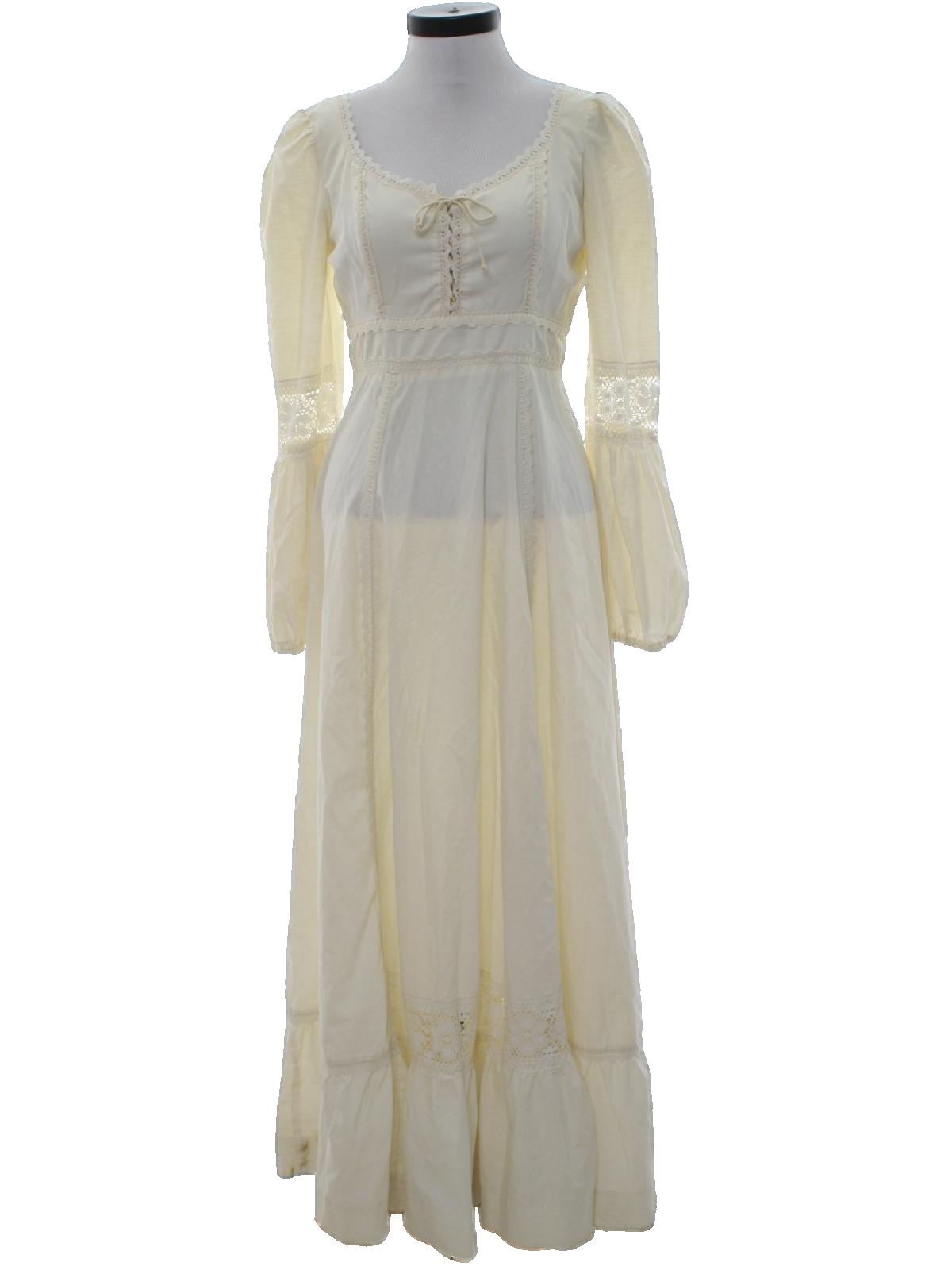 1970s Vintage Hippie Dress: 70s -Fabric Label- Womens ivory polyester ...