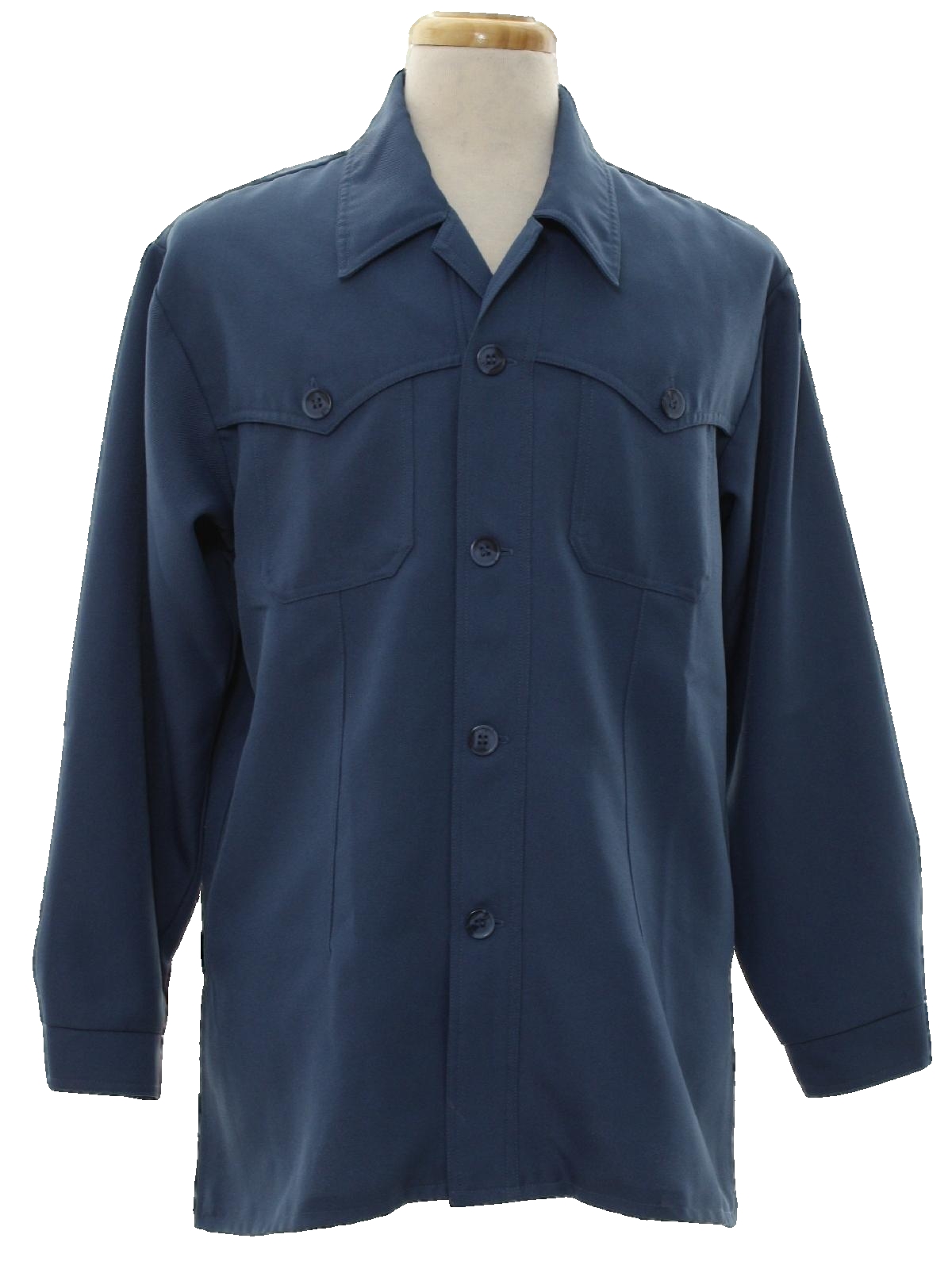 1970s Haband Jacket: 70s -Haband- Mens slate blue background polyester ...