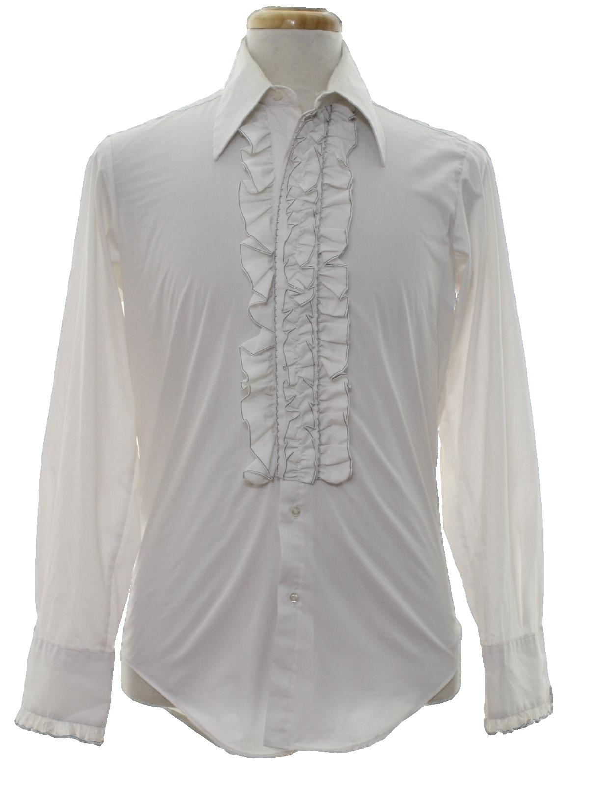 Vintage 70s Shirt: 70s -After Six- Mens white background polyester ...