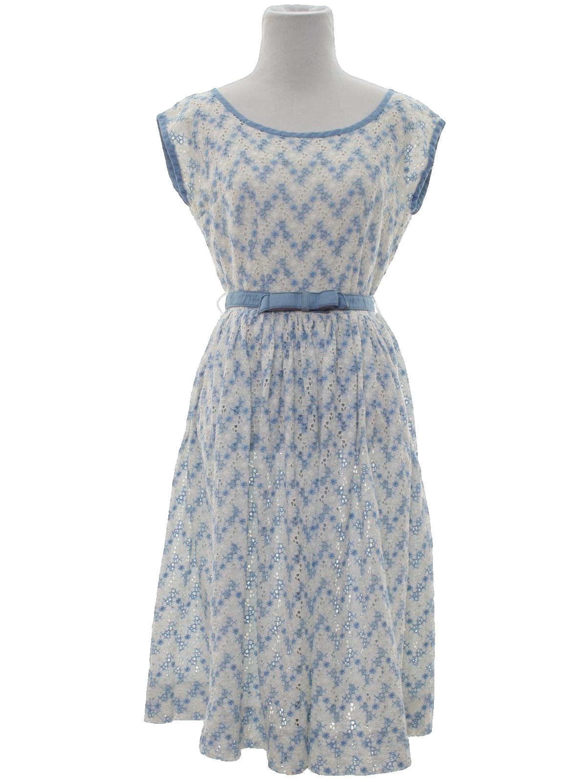 Retro 1950s Dress: 50s -R & K Originals- Womens white and light blue ...