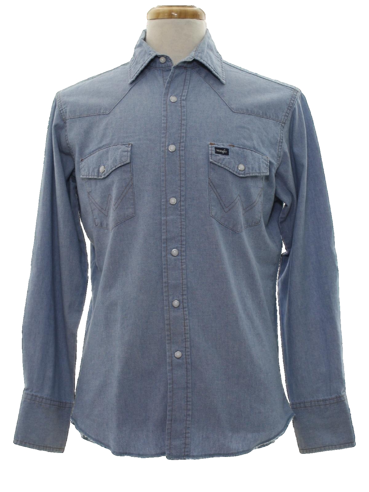 1980s Vintage Western Shirt: 80s -Wrangler- Mens light blue background ...