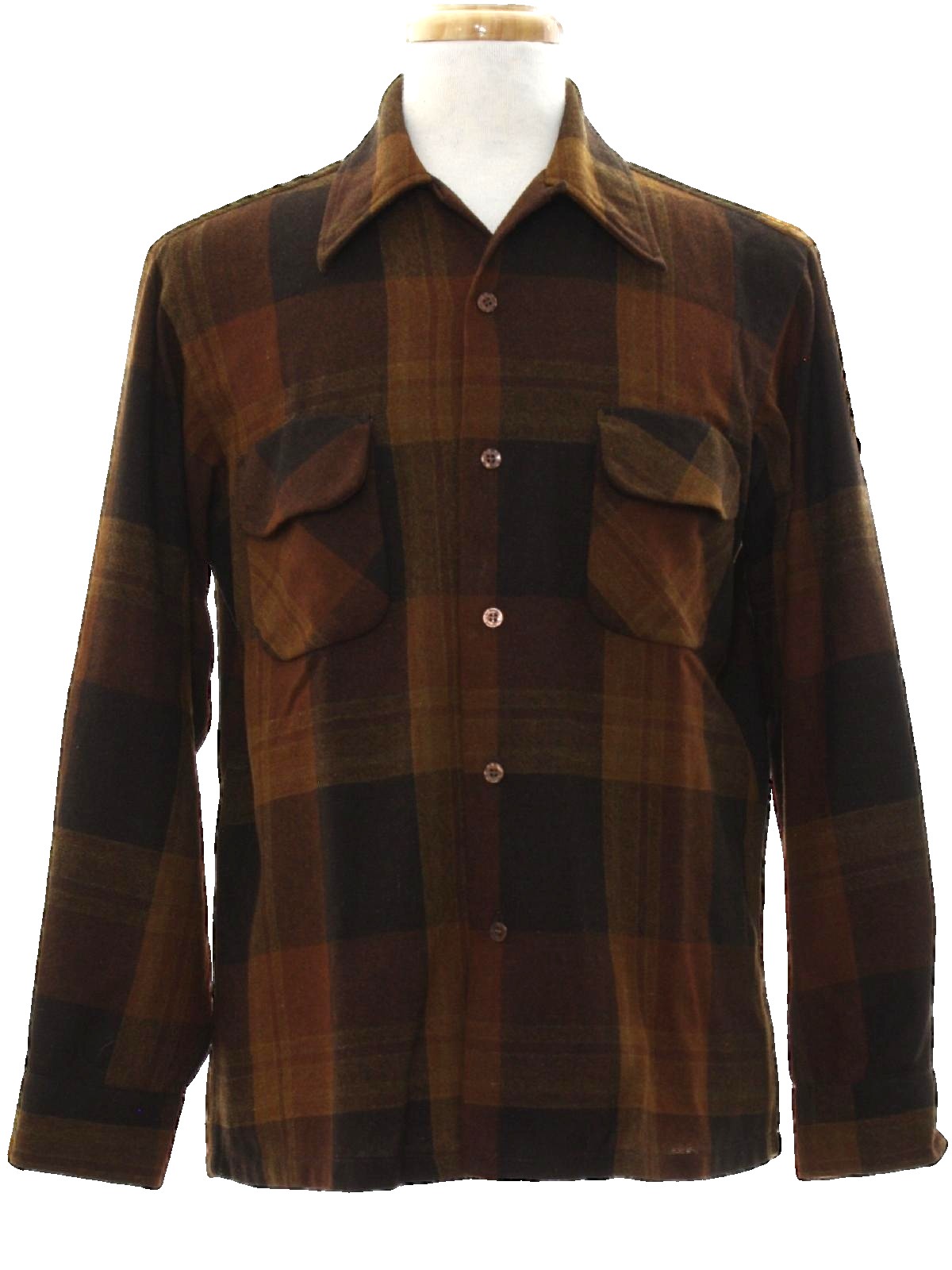 Retro 1970s Shirt: Early 70s -National Shirt Shops- Mens heather brown ...