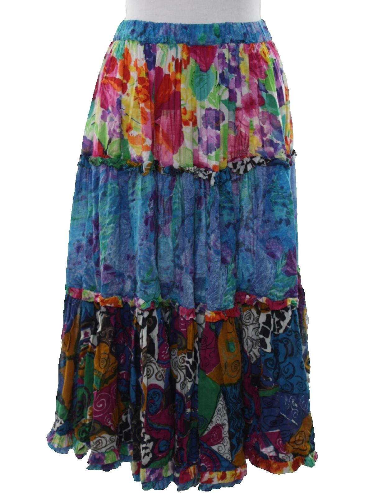 Nineties Hippie Skirt: 90s -No Label- Womens multi color rayon blend ...