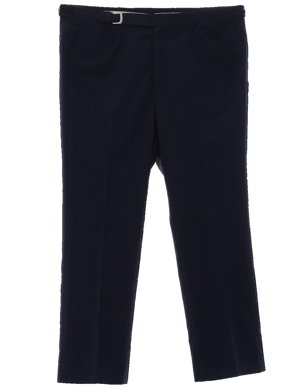 1960's Vintage Pants: 60s -No Label- Mens navy blue wool poplin mod ...