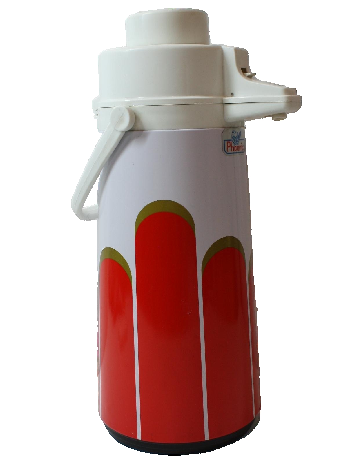 Seventies Phoenix Home Decor: 70s -Phoenix- White background with red and  gold rounded stripe print plastic 2 quart hot and cold liquid pump  dispenser. Add some vintage flair to your next gathering