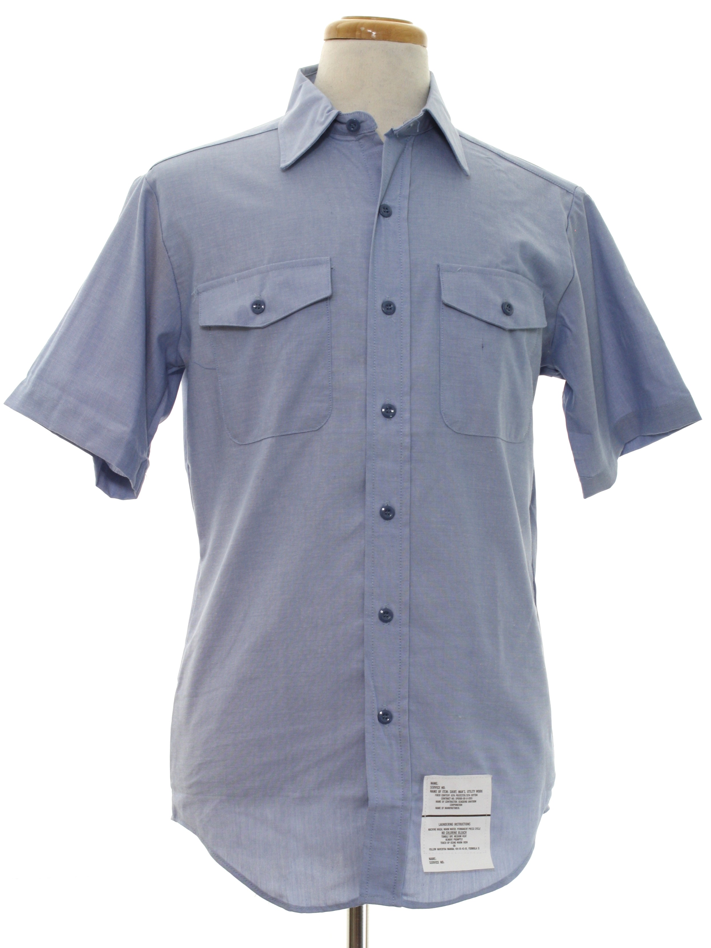 Retro 1980s Shirt: 80s -Seagoing Uniform Corp- Mens light blue ...