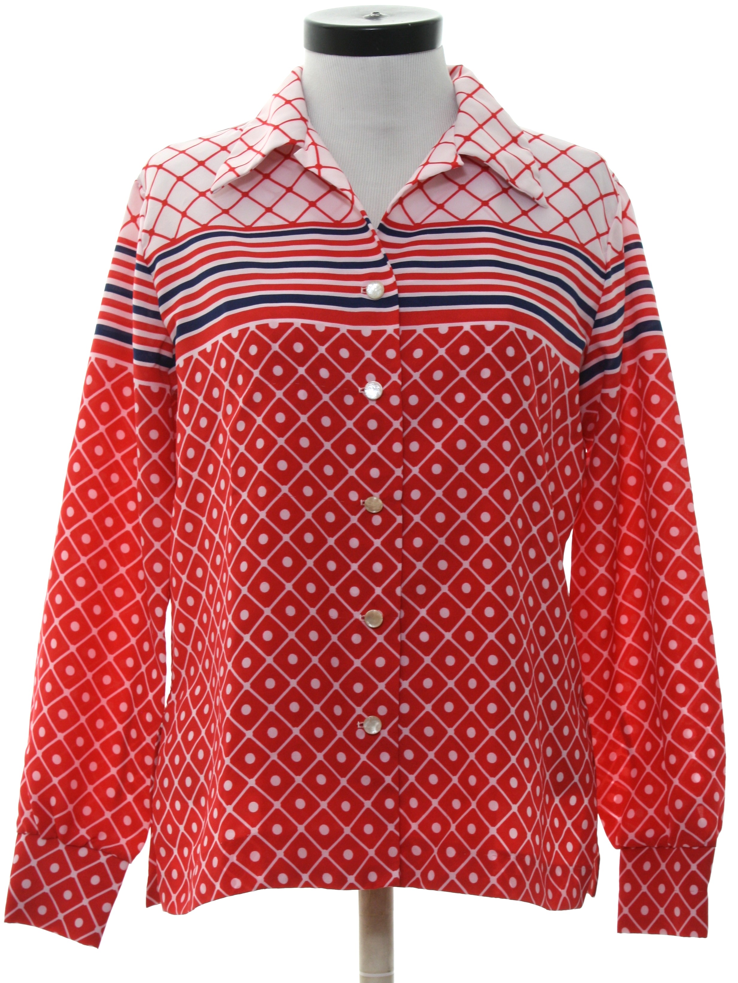 vintage red button up shirt women