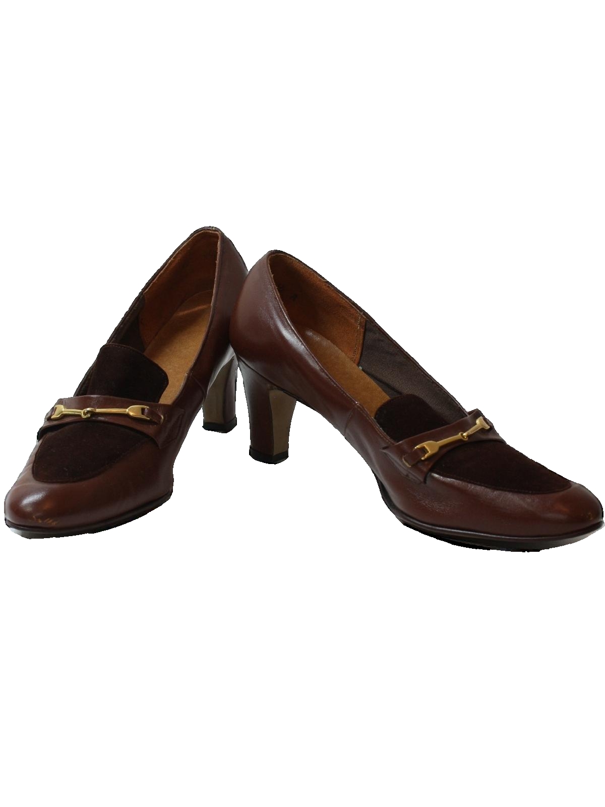 Retro 60's Shoes: 60s -Auditions- Womens brown leather 3inch heel pumps ...