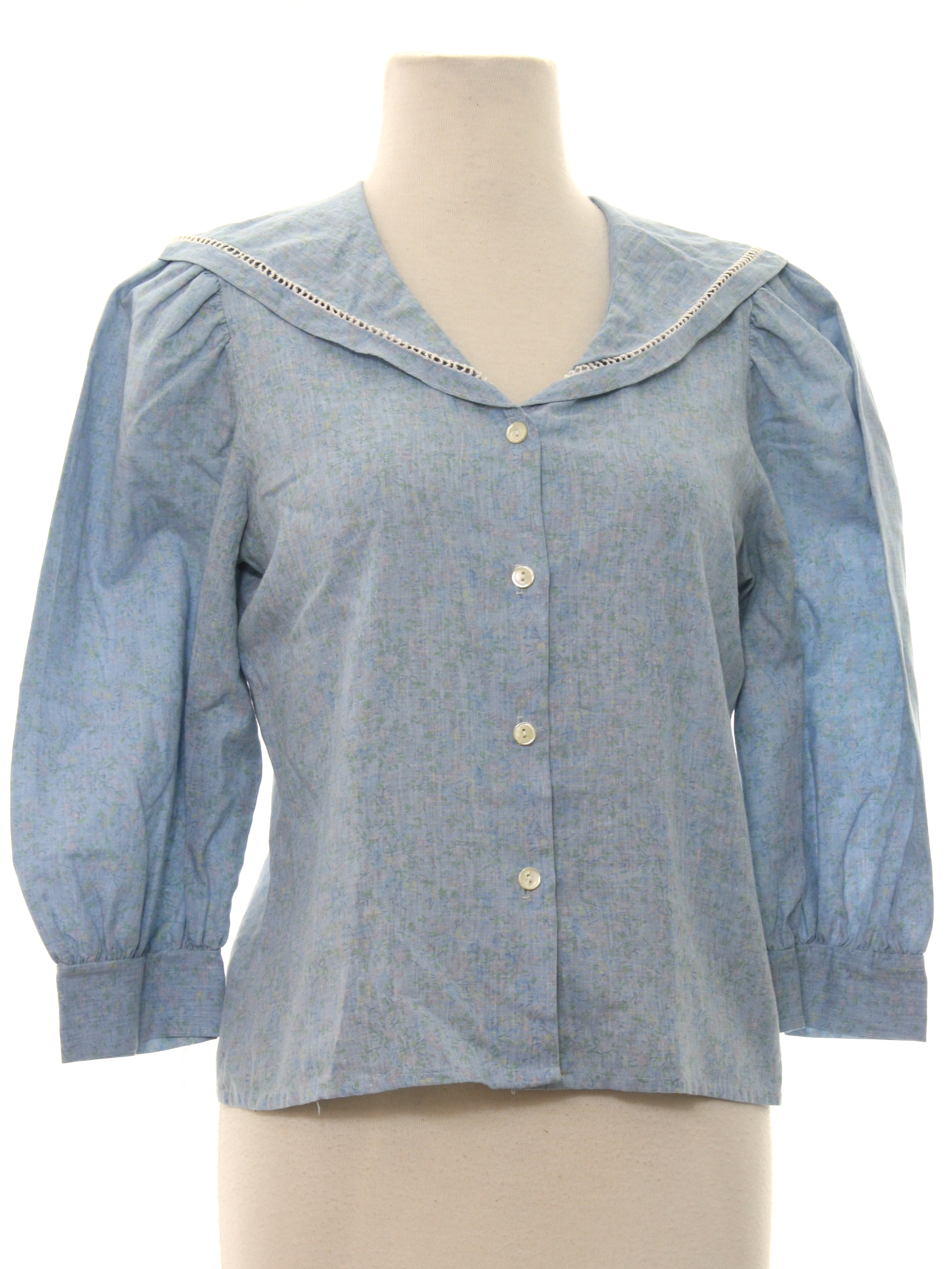 80s Vintage Fritzi Shirt: Early 80s -Fritzi- Womens hazy light blue ...