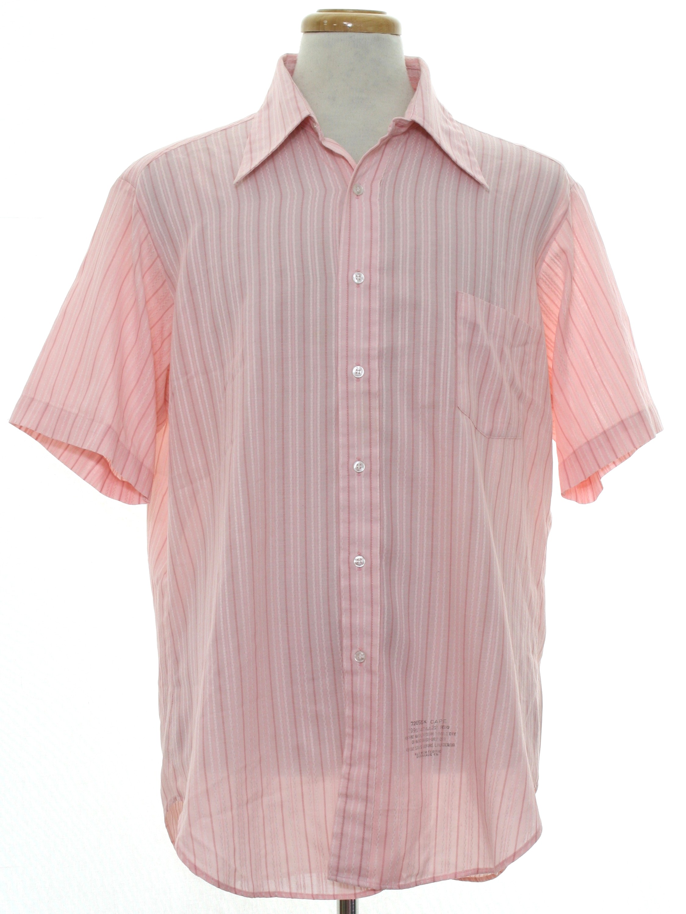 1970's Retro Shirt: 70s -Sears Mens Store- Mens pink background cotton ...
