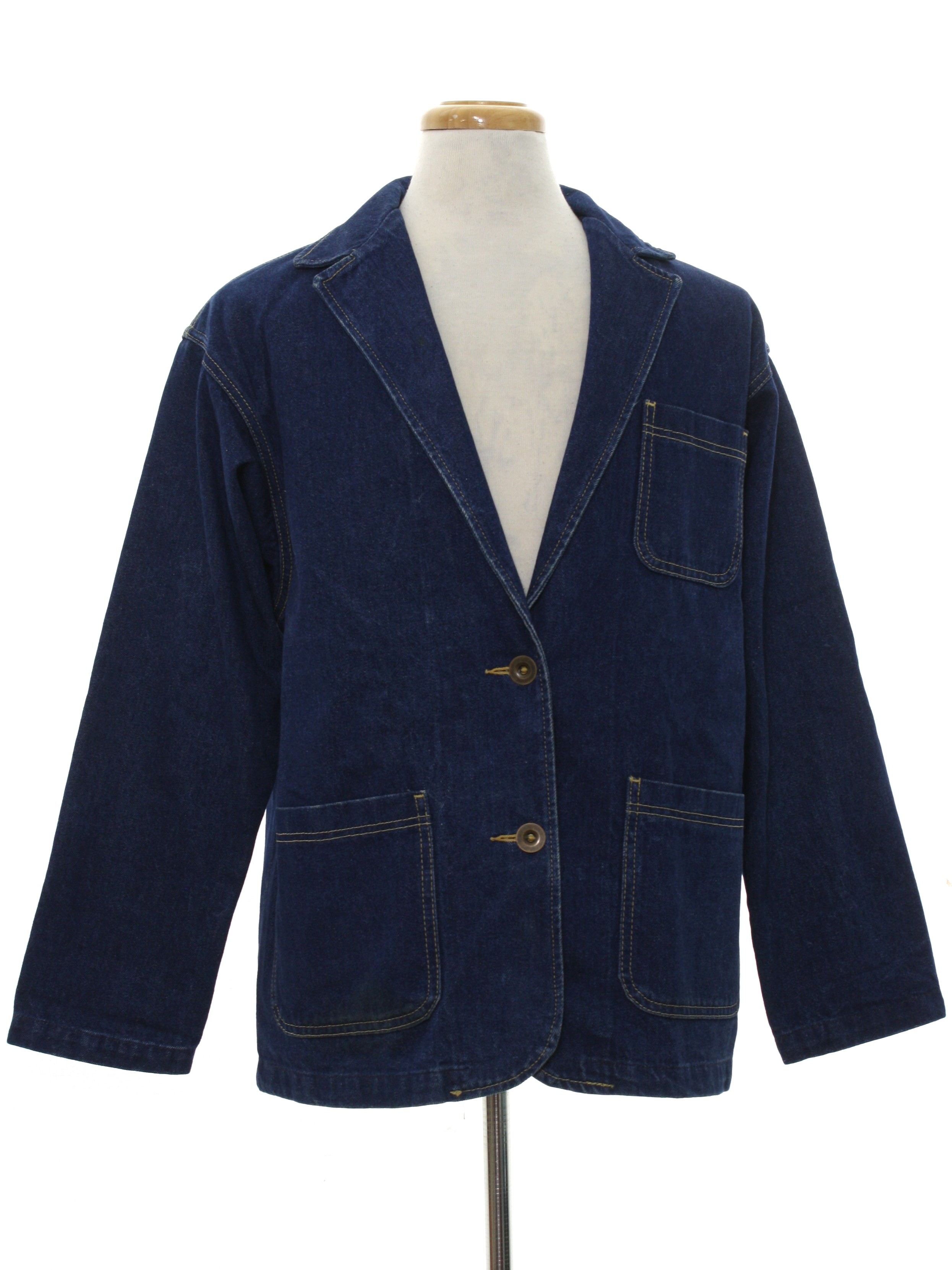 80s Retro Jacket 80s Lee Mens Dark Blue Background Cotton Denim   313994 