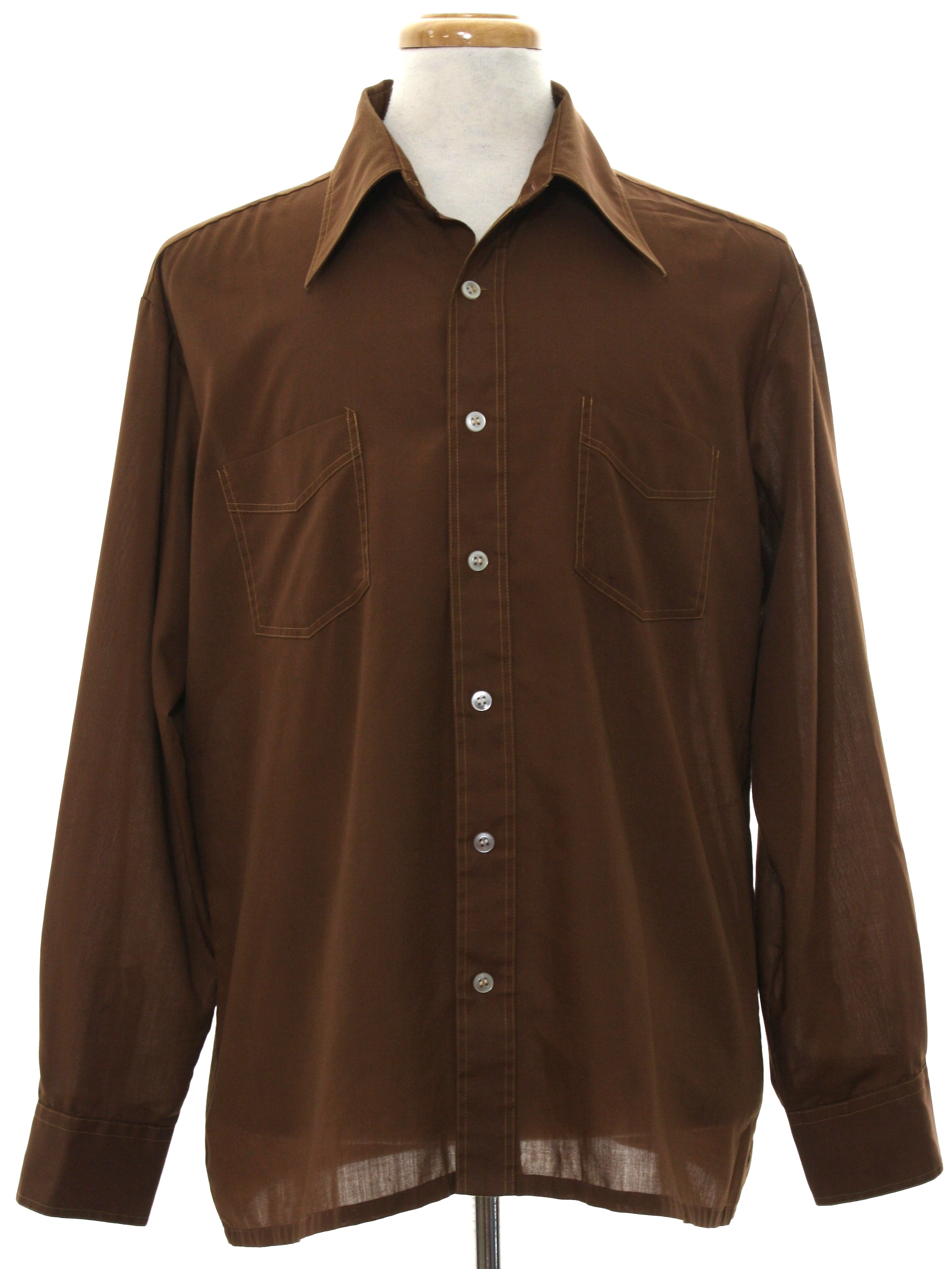 70s Vintage JC Penny Shirt: 70s -JC Penny- Mens dark brown background ...