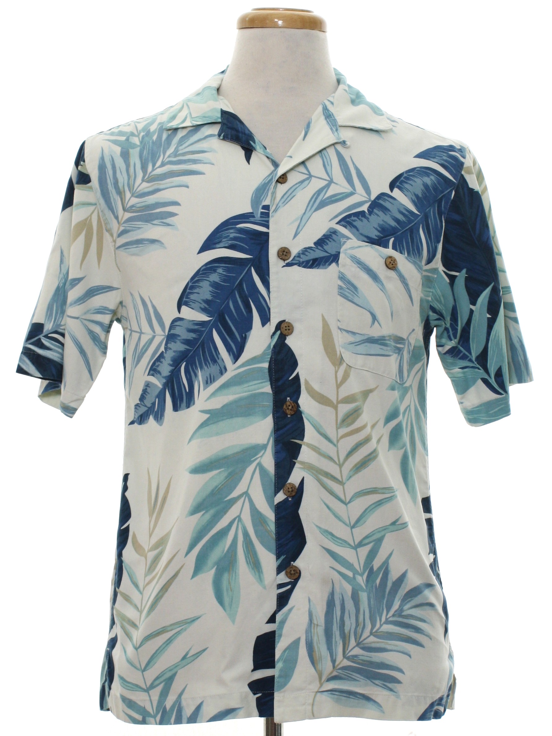 Vintage 90s Hawaiian Shirt: 90s -St Johns Bay- Mens white