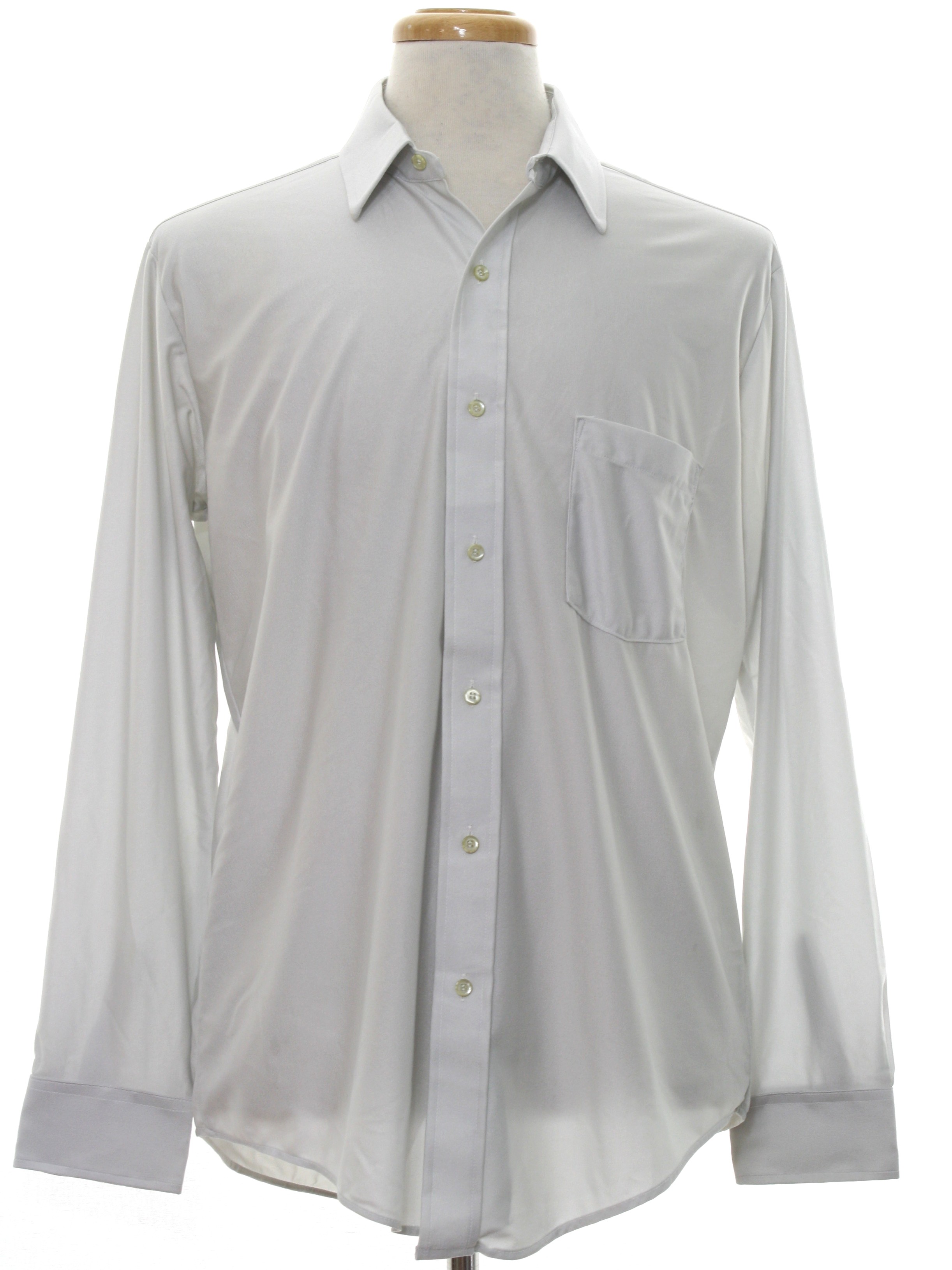 Vintage 1970's Disco Shirt: 70s -Qiana- Mens pale powder blue ...