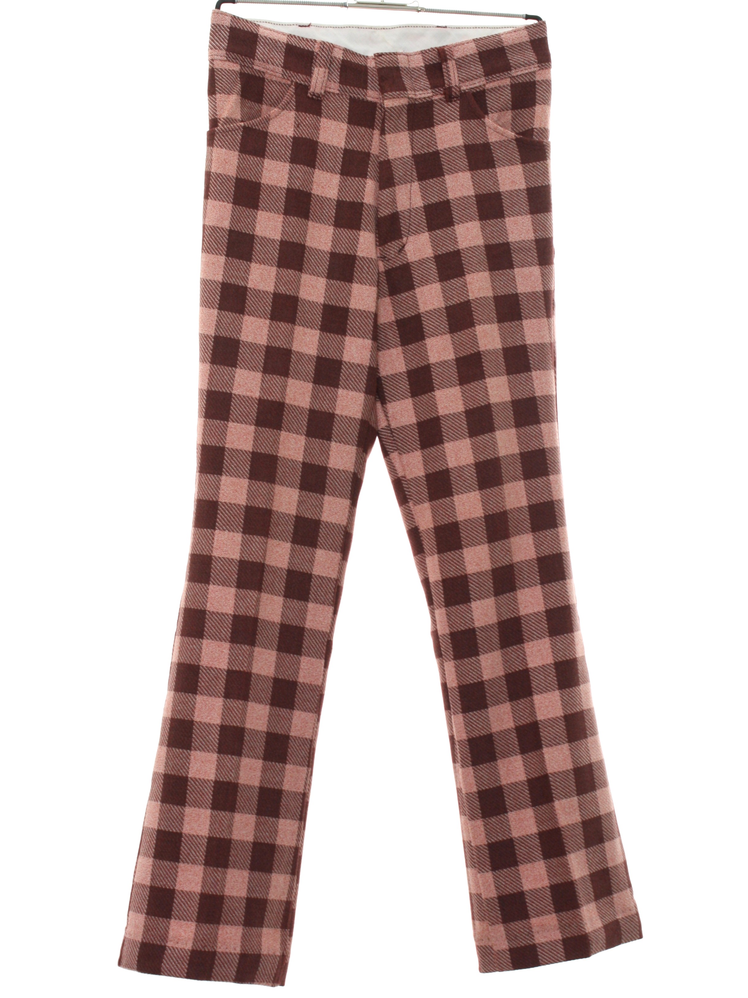 pink plaid flare pants