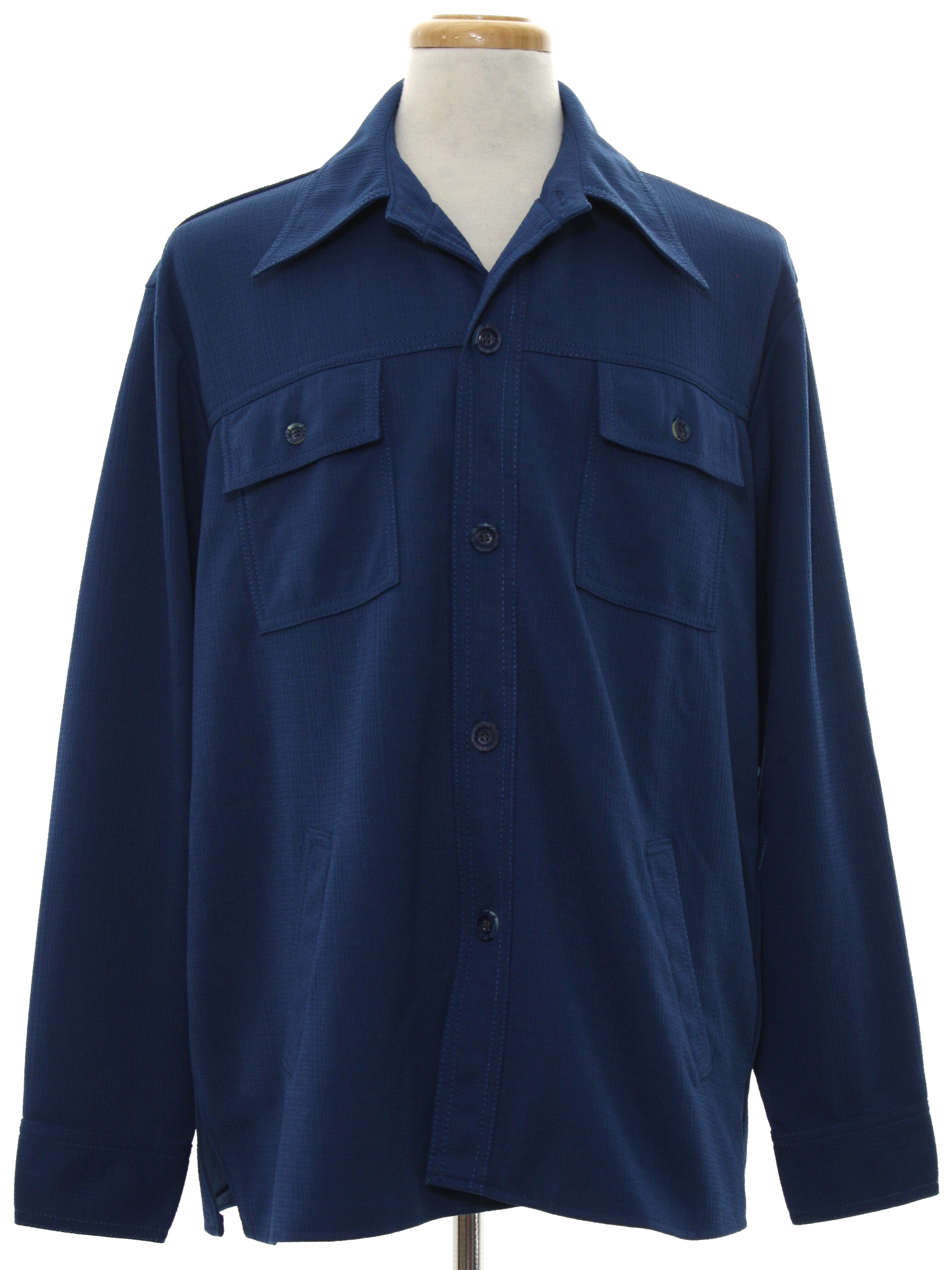 1970's Retro Jacket: 70s -New Man- Mens navy blue background polyester ...