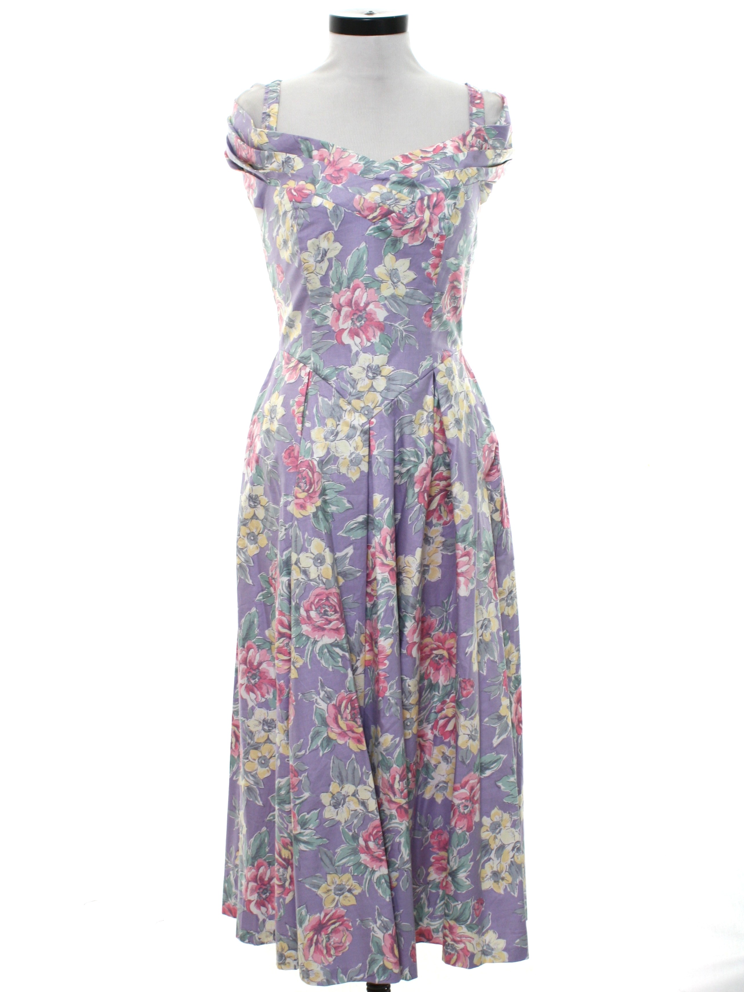 Retro 1980s Dress: 80s -Laura Ashley- Womens lavender with shades of ...