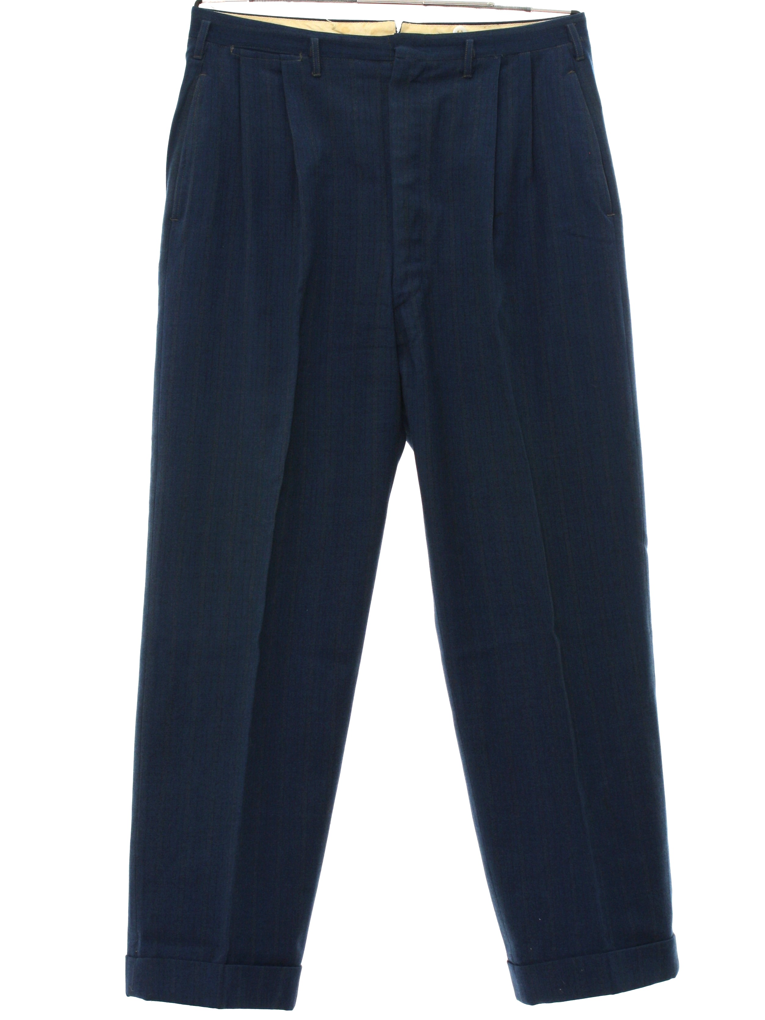 1950's Retro Pants: 50s -Missing Label- Mens slate blue with subtle ...