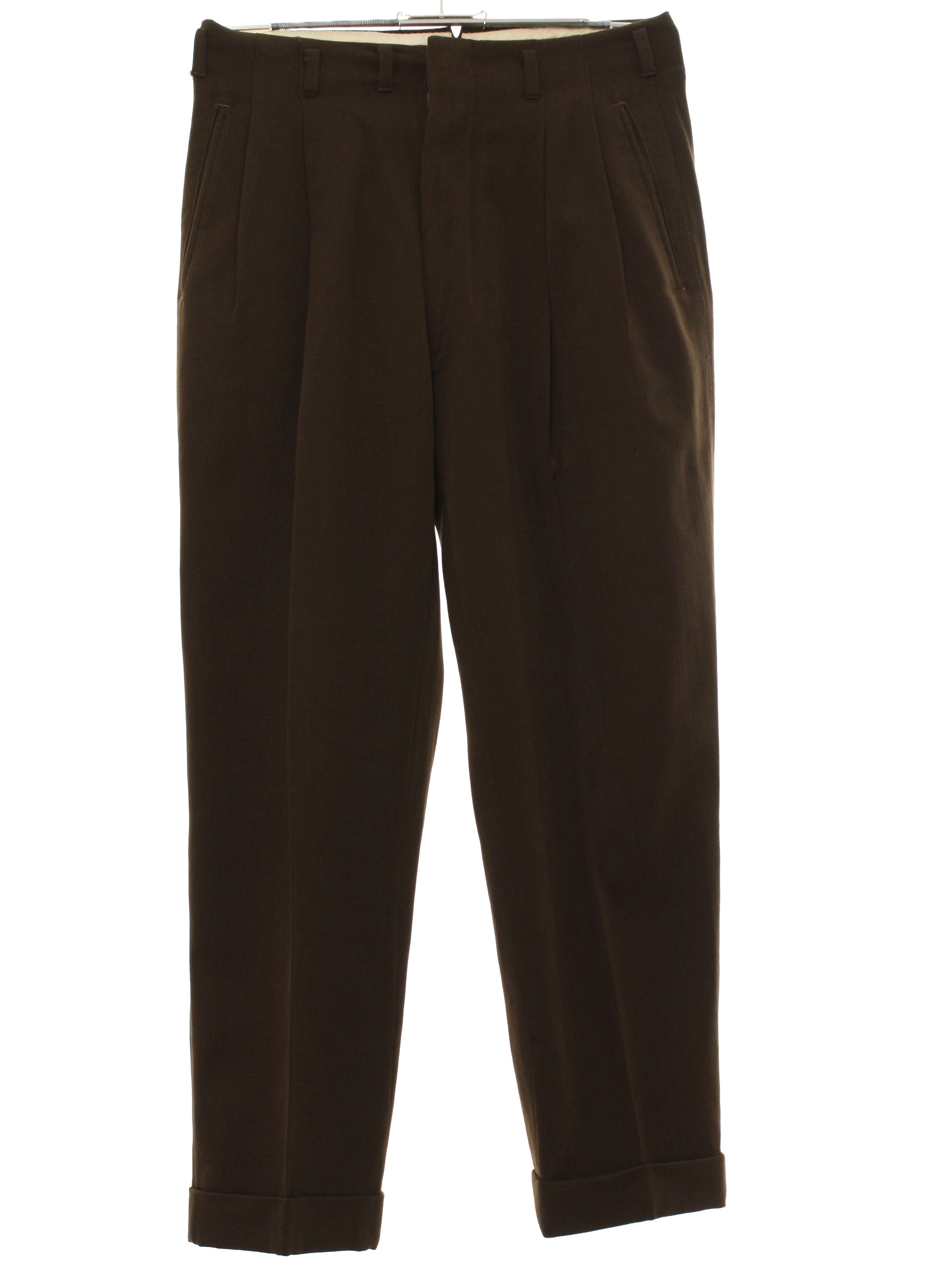 Fifties Vintage Pants: 50s -Rough Riders- Mens brown wool pleated front ...