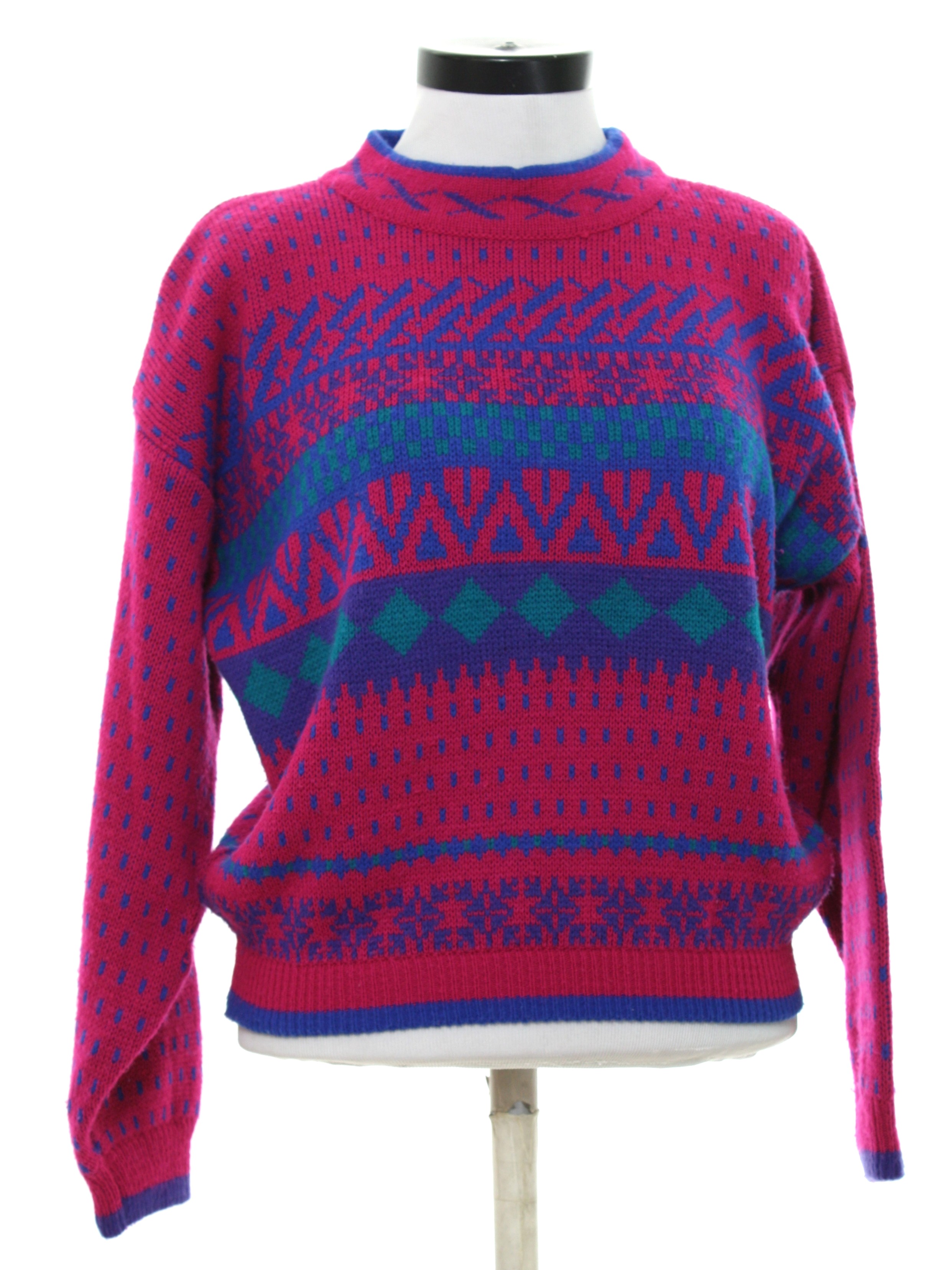 1980s Vintage Sweater: 80s -Studio HQ- Womens dark pink background ...