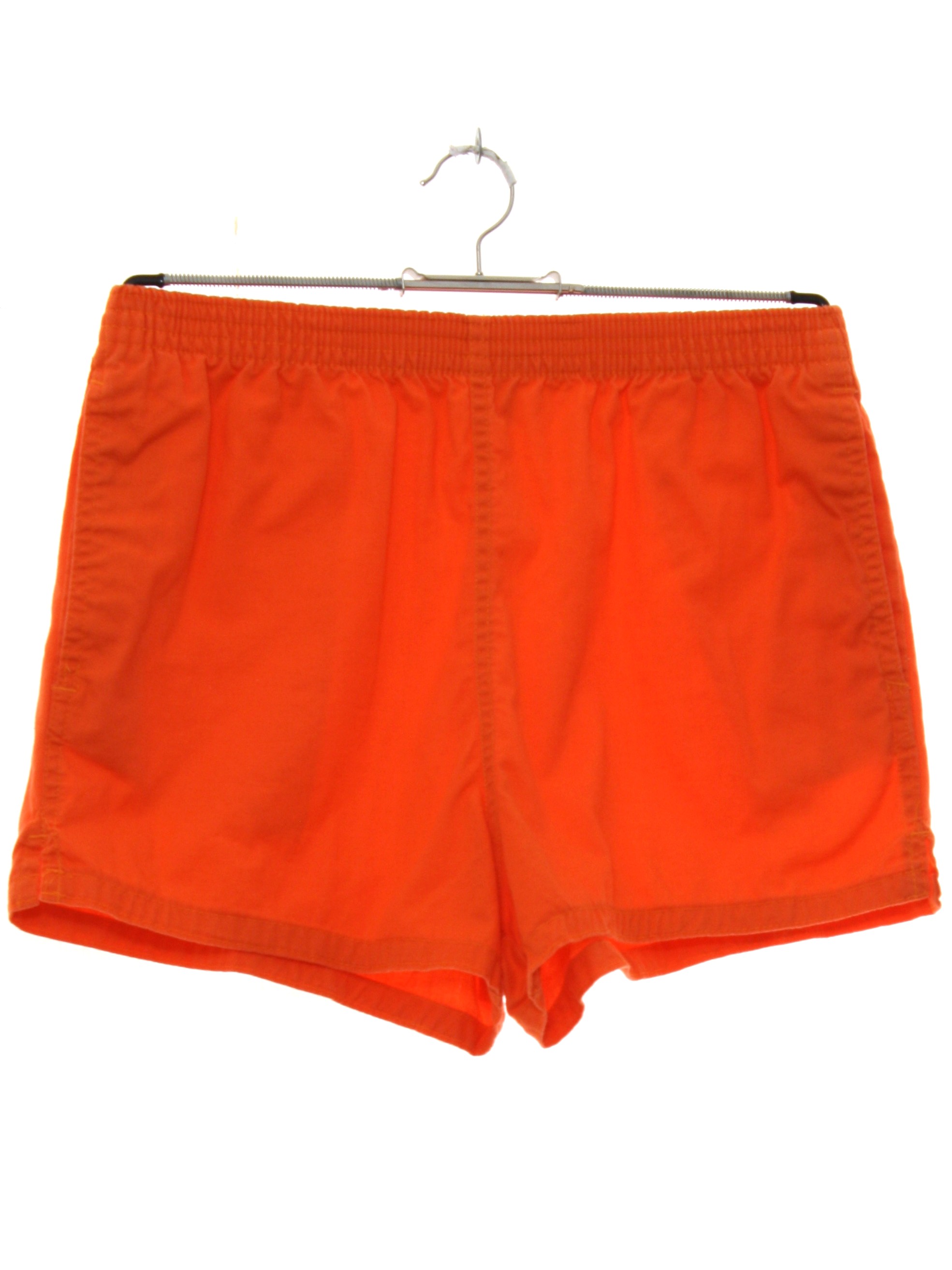 Retro 80's Shorts: 80s -Bog Sport- Mens caution orange background ...