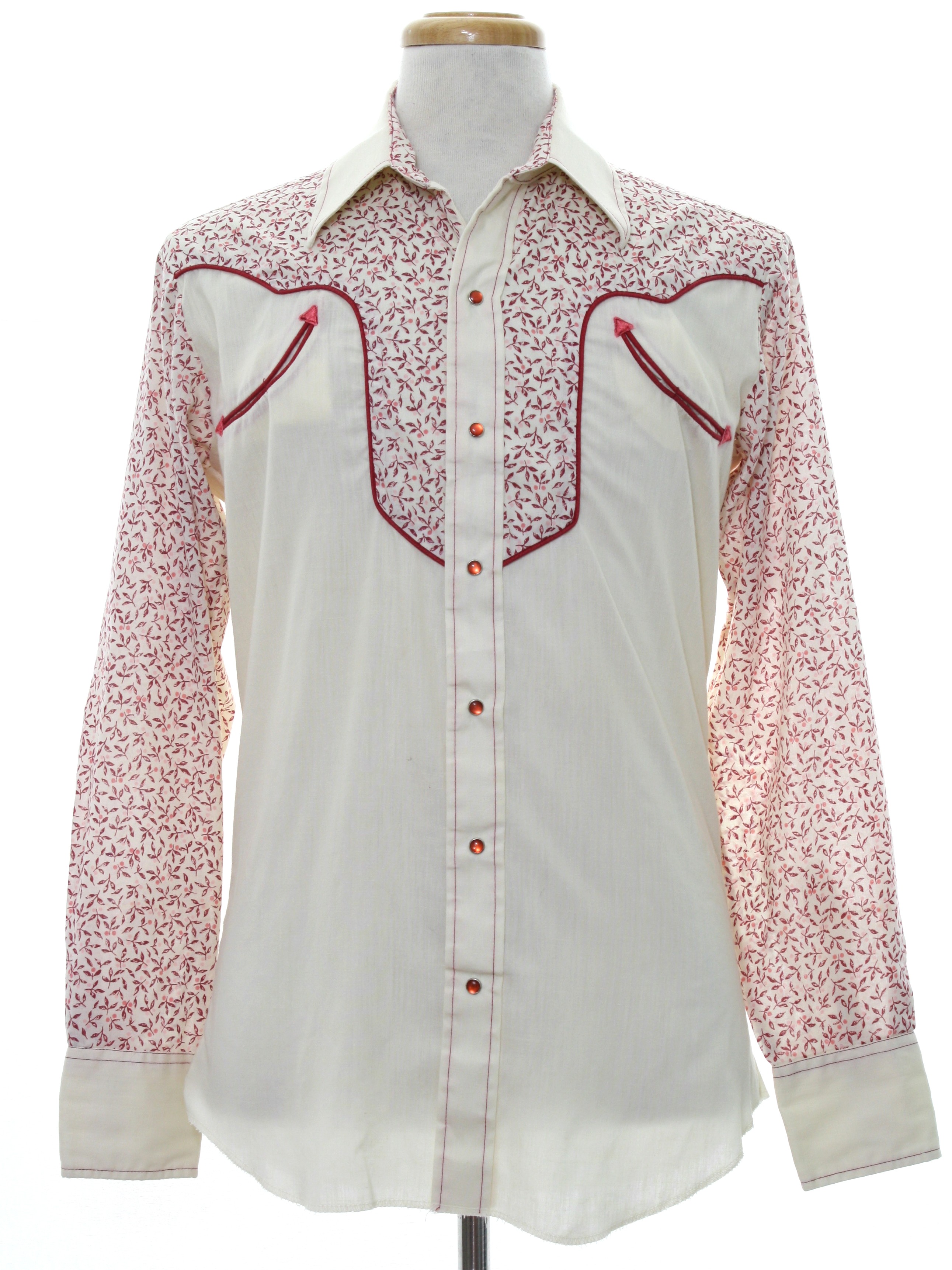 Retro 70's Western Shirt: 70s -No Label- Mens ivory background ...