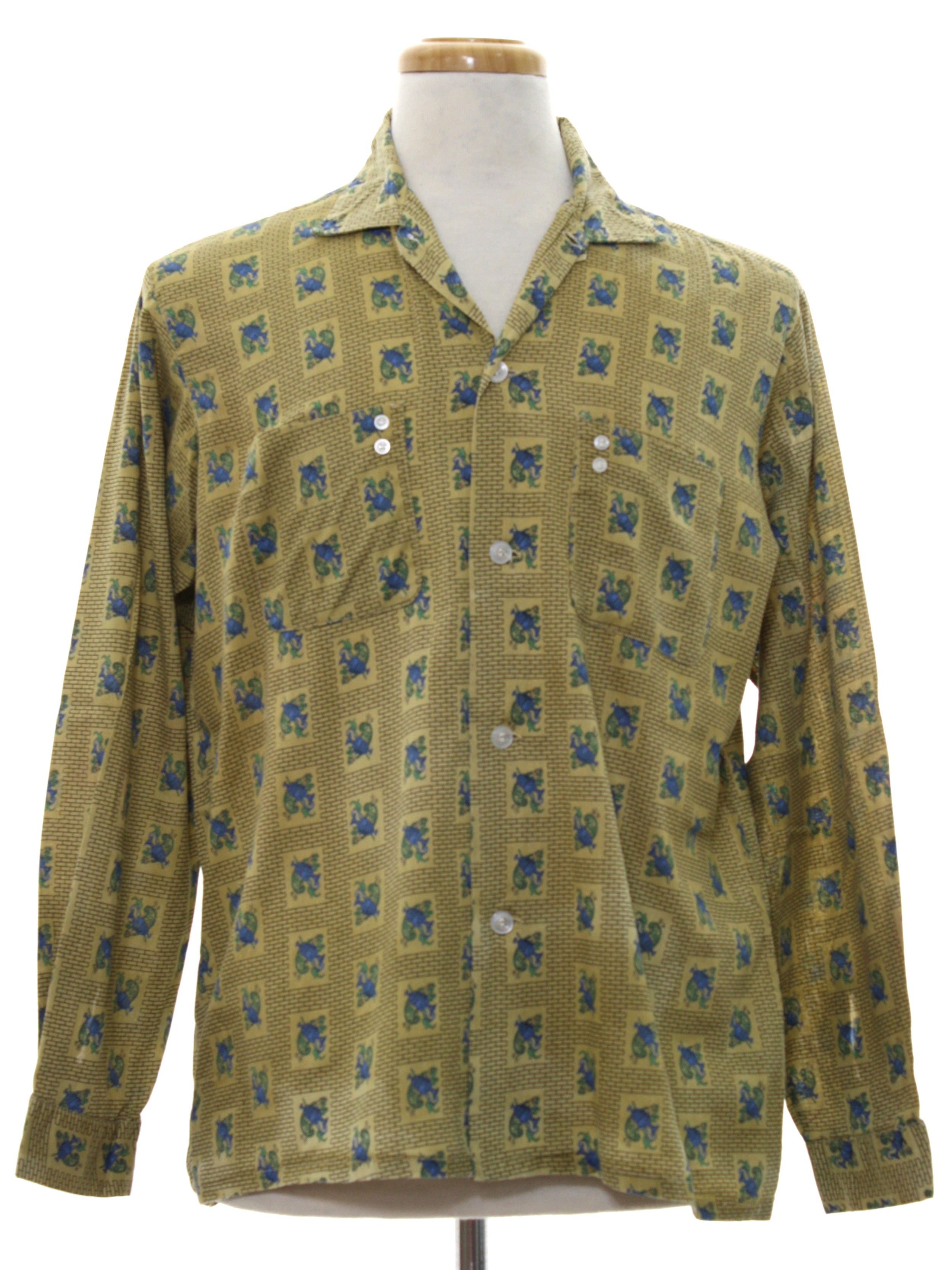 1960's Shirt (Missing Label): 60s -Missing Label- Mens tan background ...