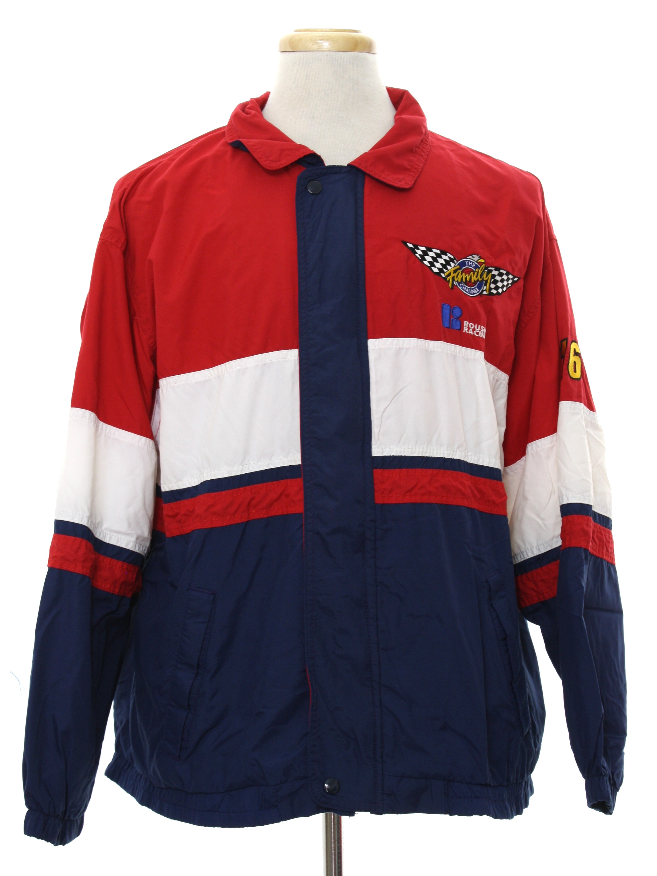 Nineties Vintage Jacket: Early 90s -King Louis- Mens red, white and ...