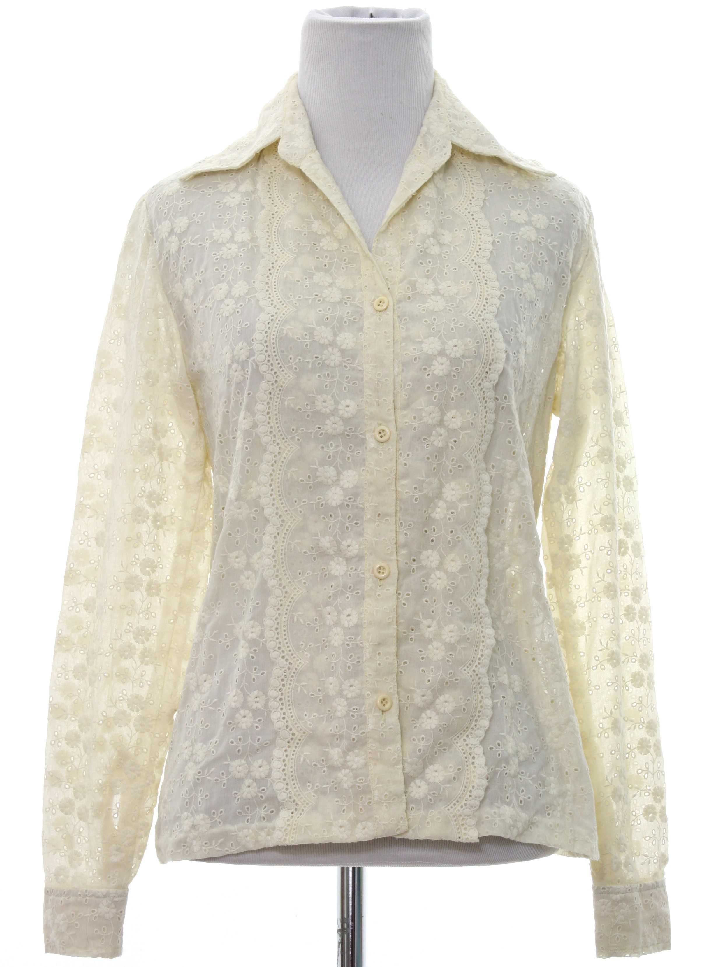 Retro 1970's Hippie Shirt: 70s -no label- Womens ivory background ...