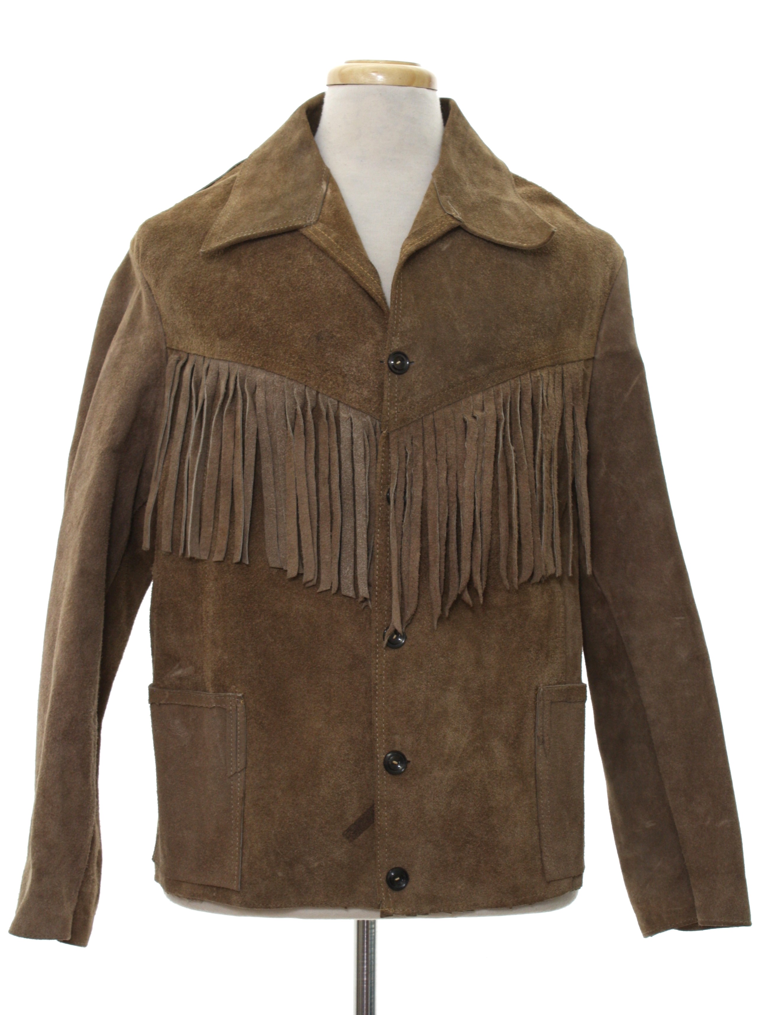 1970s Missing Label Leather Jacket: 70s -Missing Label- Mens taupe ...