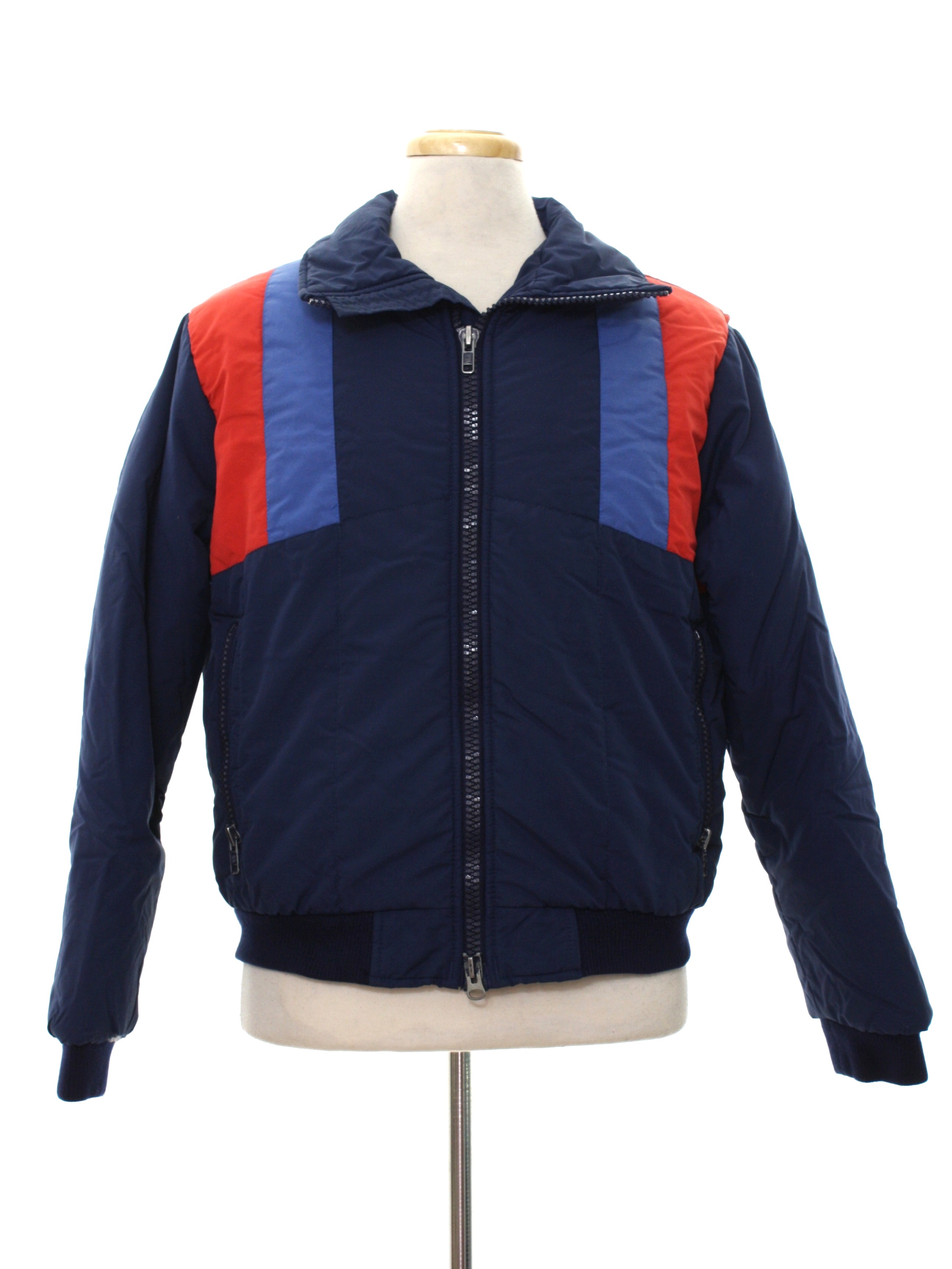 1980's Retro Jacket: 80s -Rainbow West- Mens quilted midnight blue ...