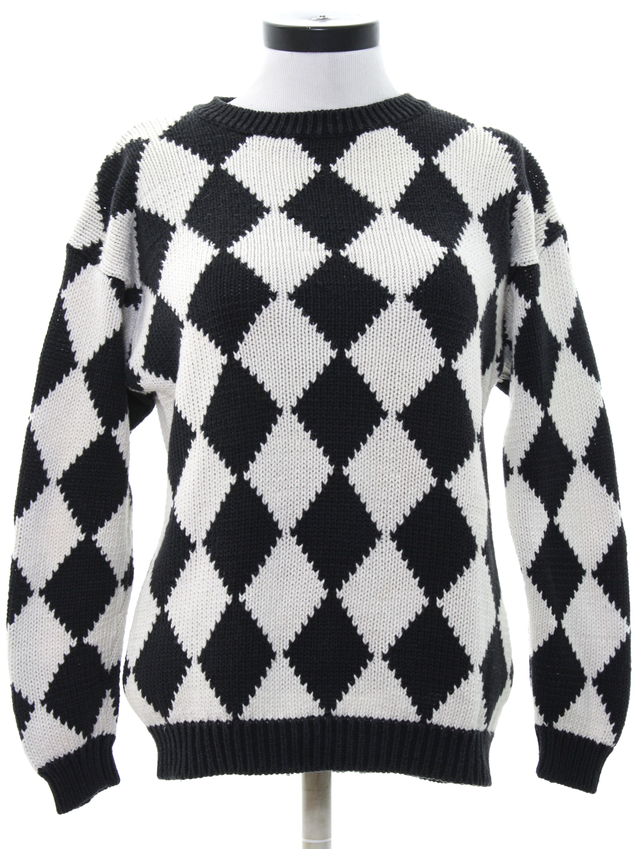 Vintage Suburbans 1980s Sweater: 80s -Suburbans- Womens black and white ...