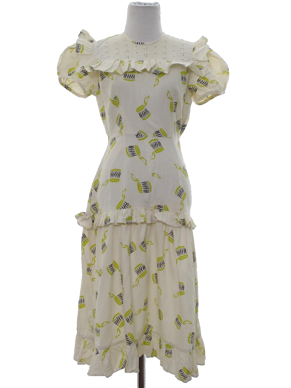 40s Retro Dress: Late 40s or Early 50s -Home Sewn- Womens white with ...