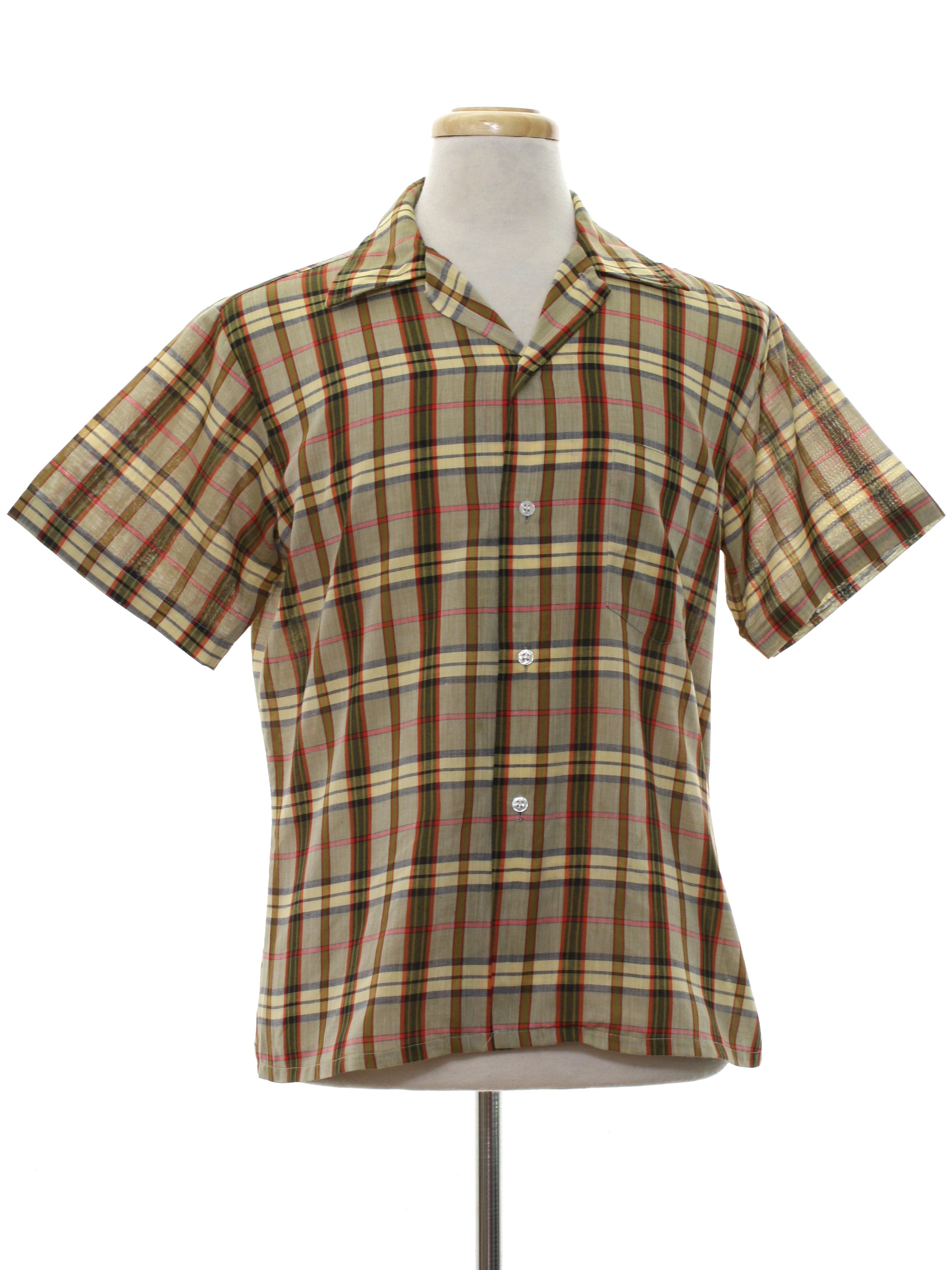 Vintage 1960's Shirt: Early 60s -Invincible Permanent Press- Mens sand ...