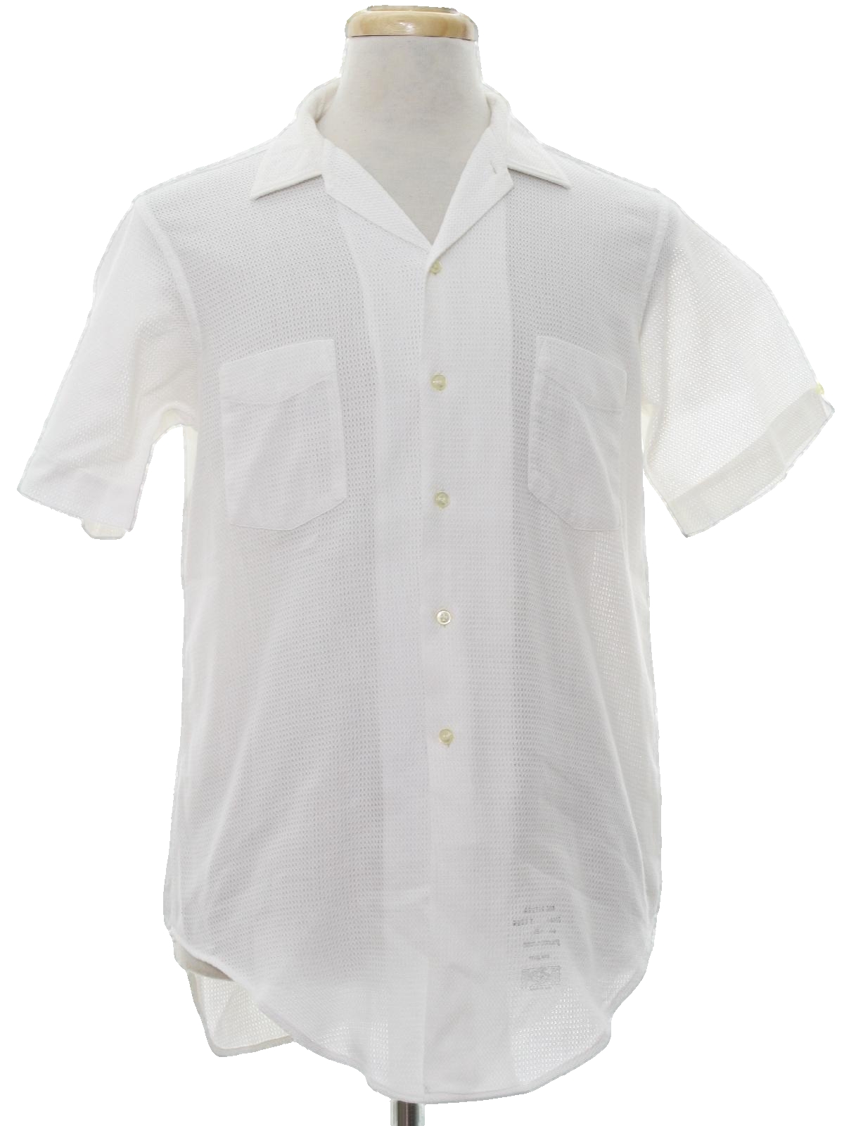 1950's Shirt (Manhattan): Late 50s -Manhattan- Mens white pique