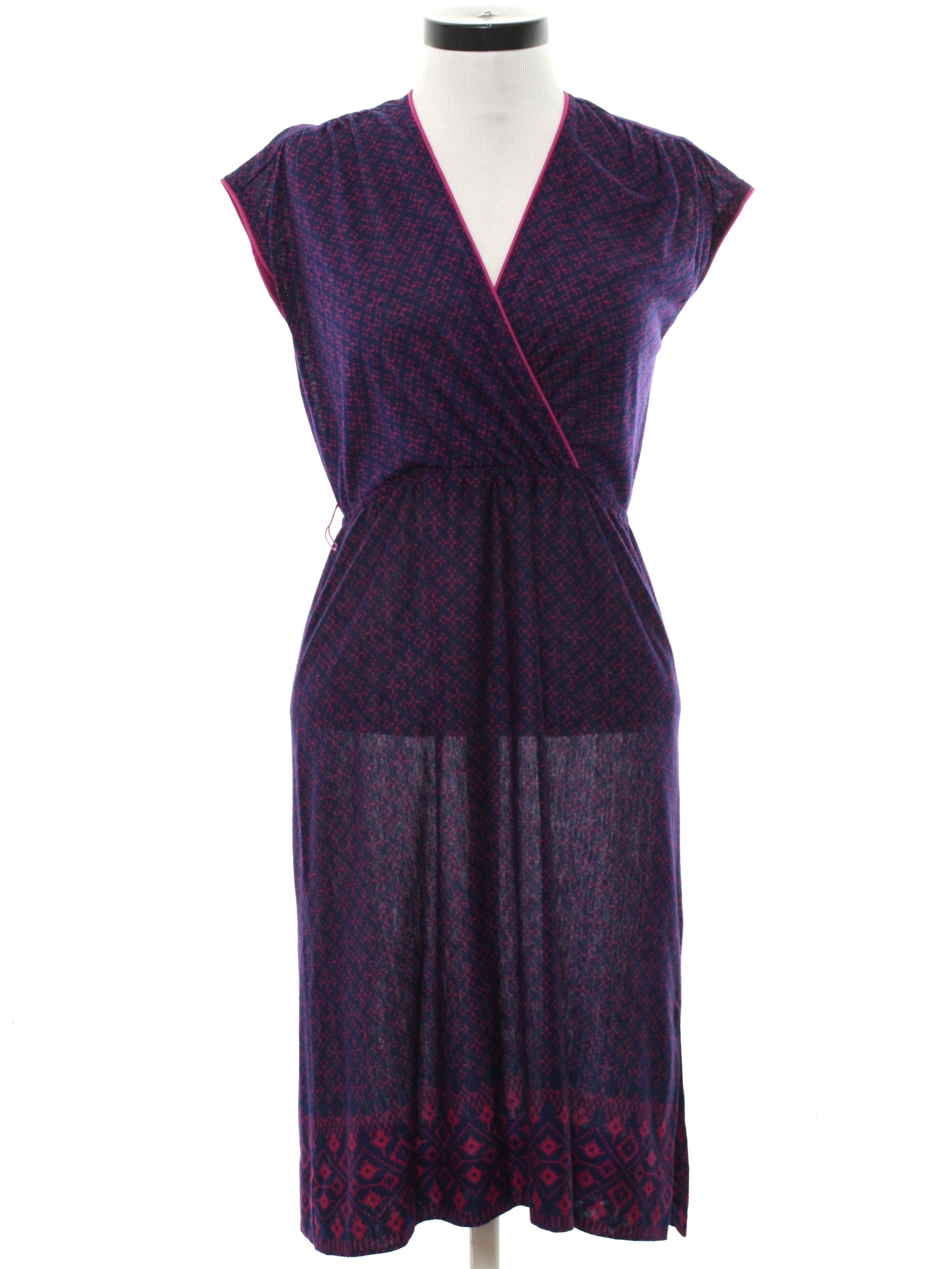 Vintage 80s Dress: 80s -Care Label Only- Womens midnight blue ...