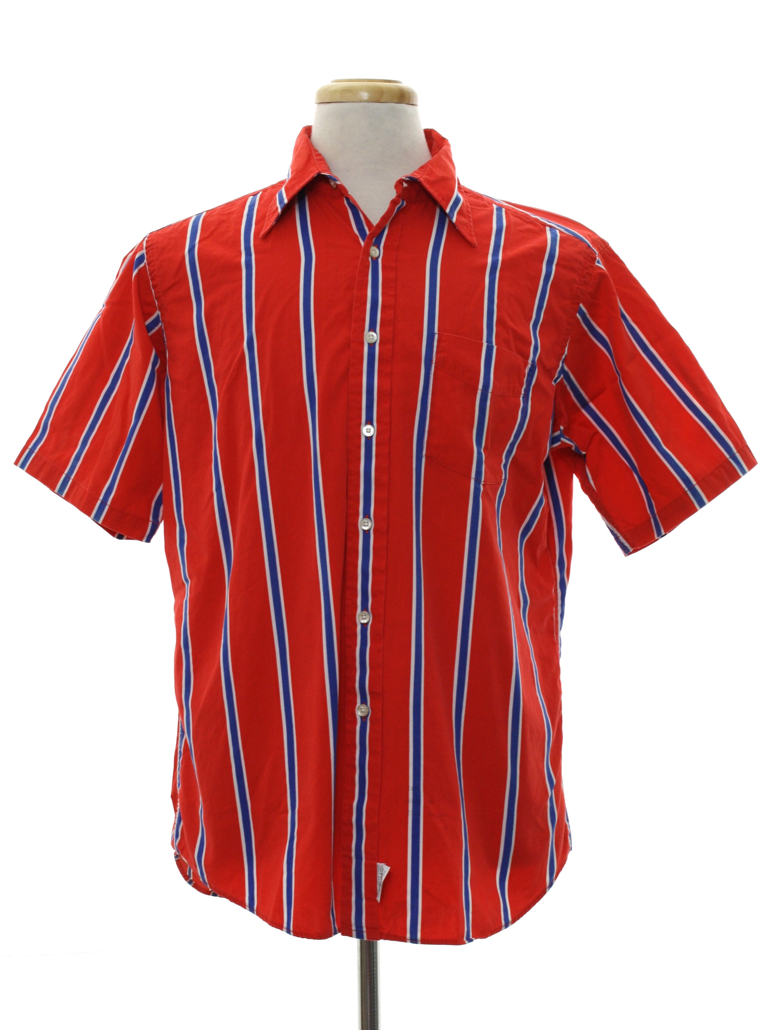 Retro Sixties Shirt: Late 60s -Atkinsons- Mens red background rayon ...