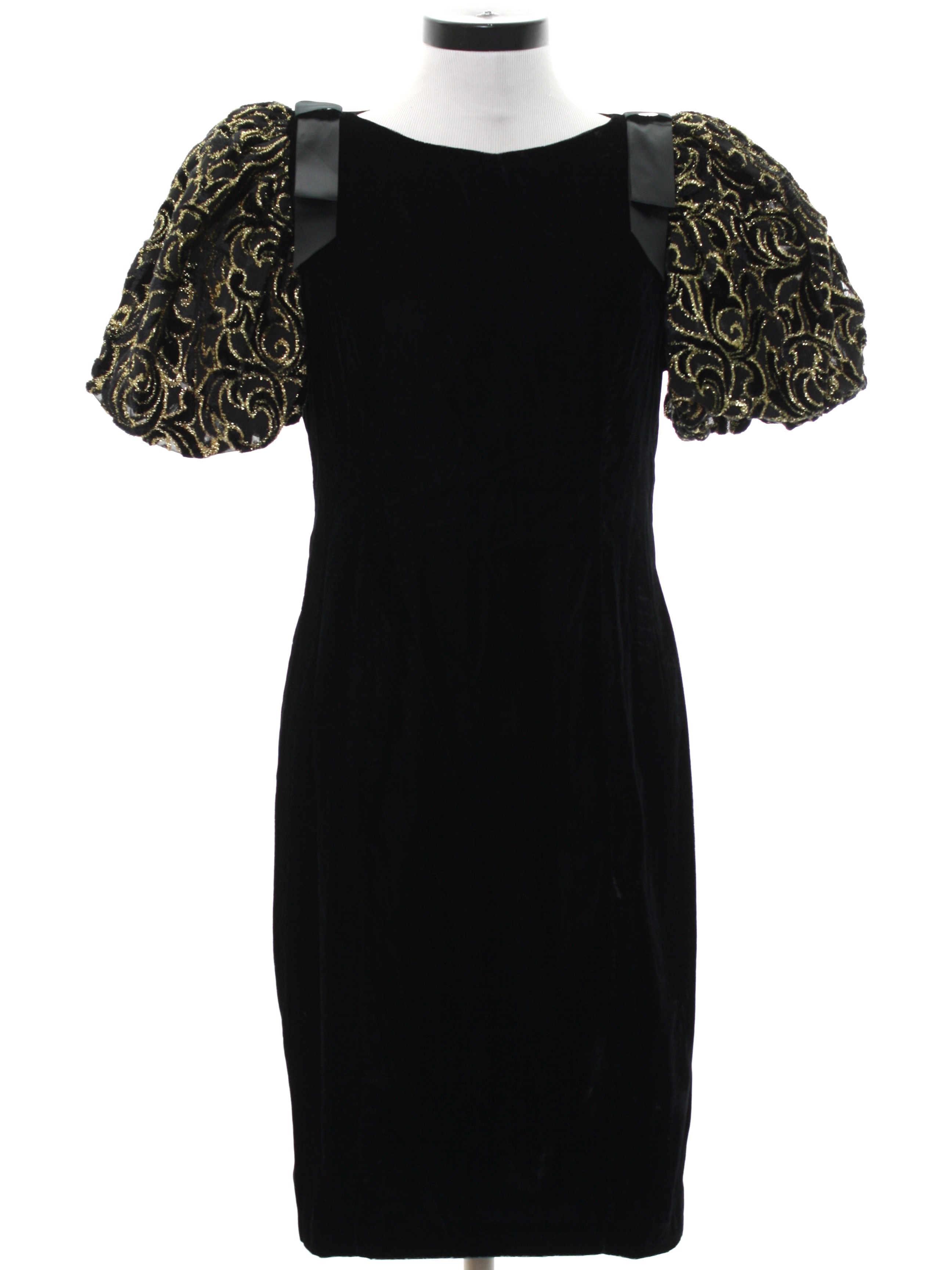 Retro Eighties Cocktail Dress: 80s -Jessica Howard- Womens black velvet ...