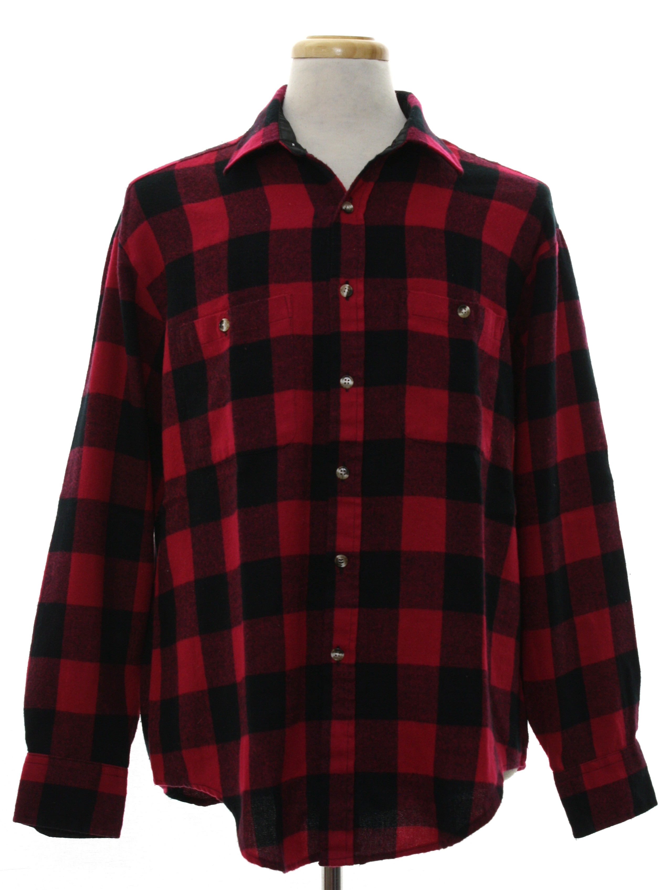 80's Windridge Shirt: 80s -Windridge- Mens dark pink and black plaid ...