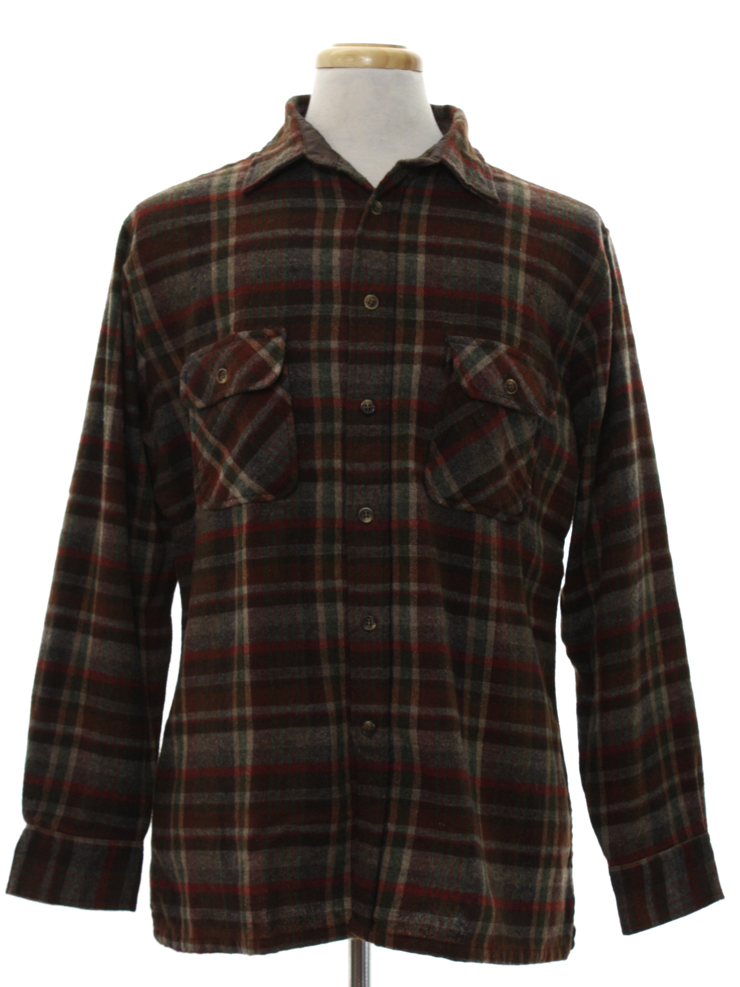 80s Vintage Anthony Foxx Wool Shirt: 80s -Anthony Foxx- Mens dark